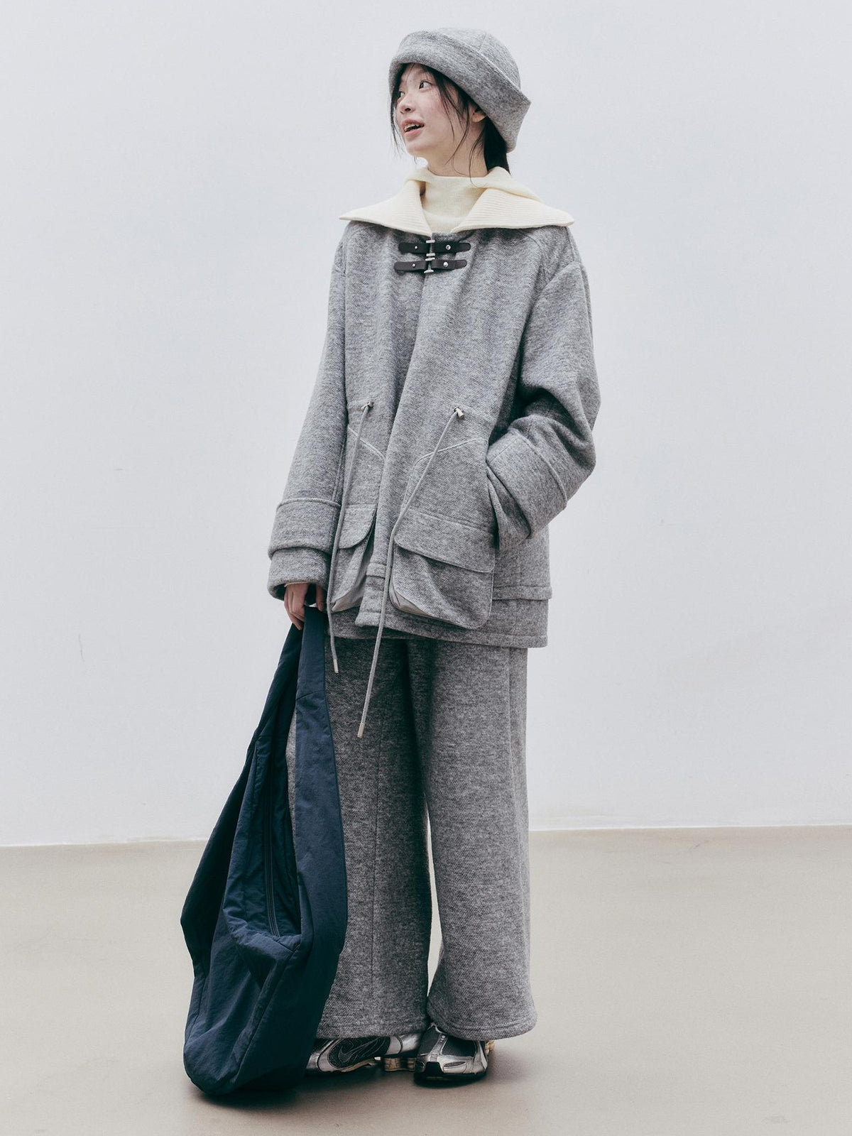 FUSSED Solid Minimalist Wool Blend Women&