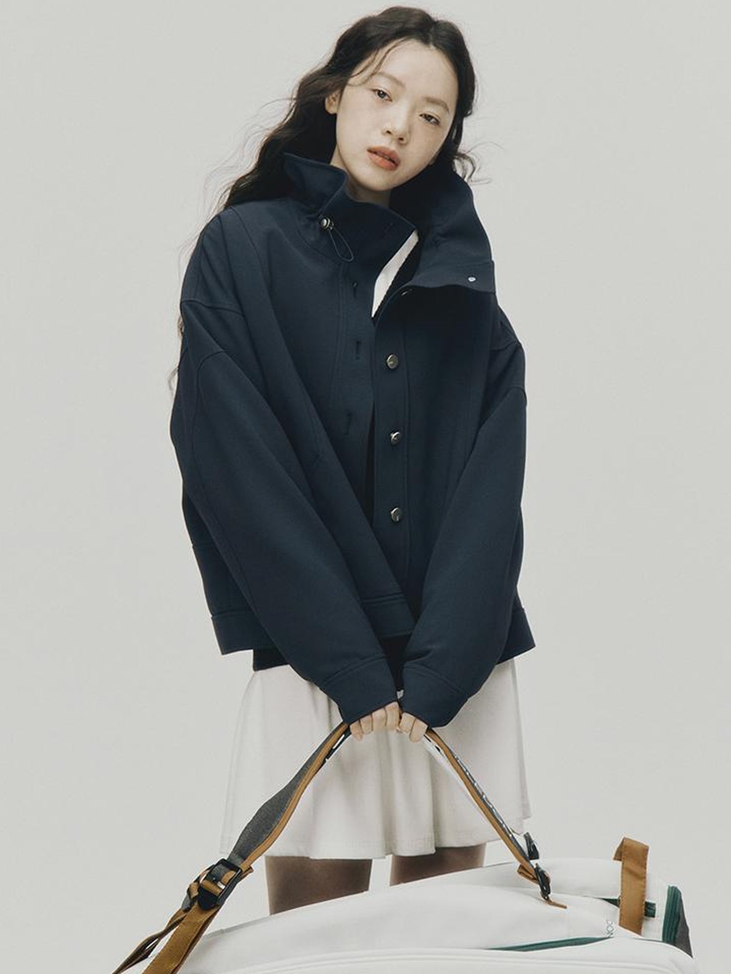 FUSSED Sportcore Deconstructed Wave Collar Deep Blue Windbreaker