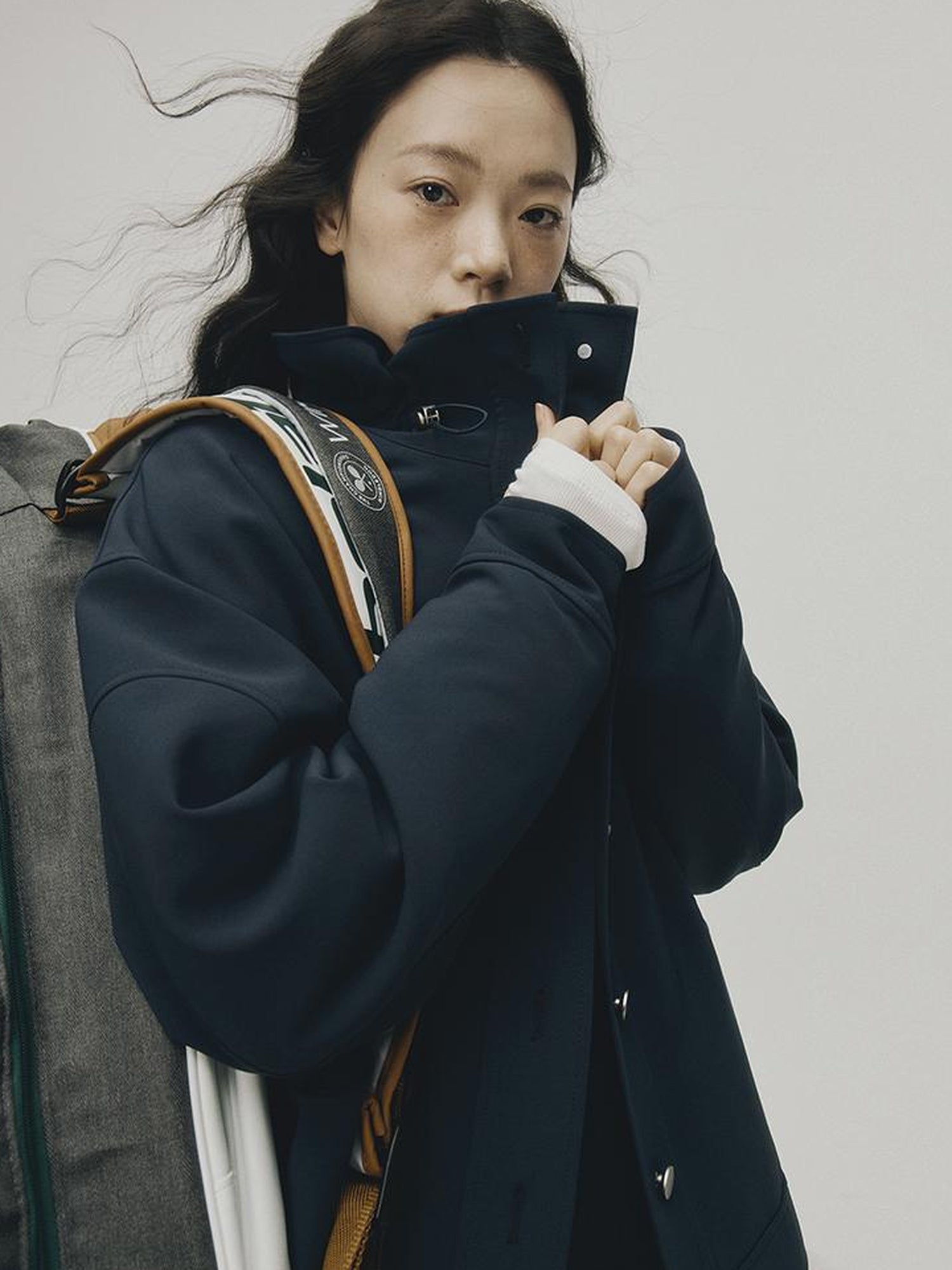 FUSSED Sportcore Deconstructed Wave Collar Deep Blue Windbreaker