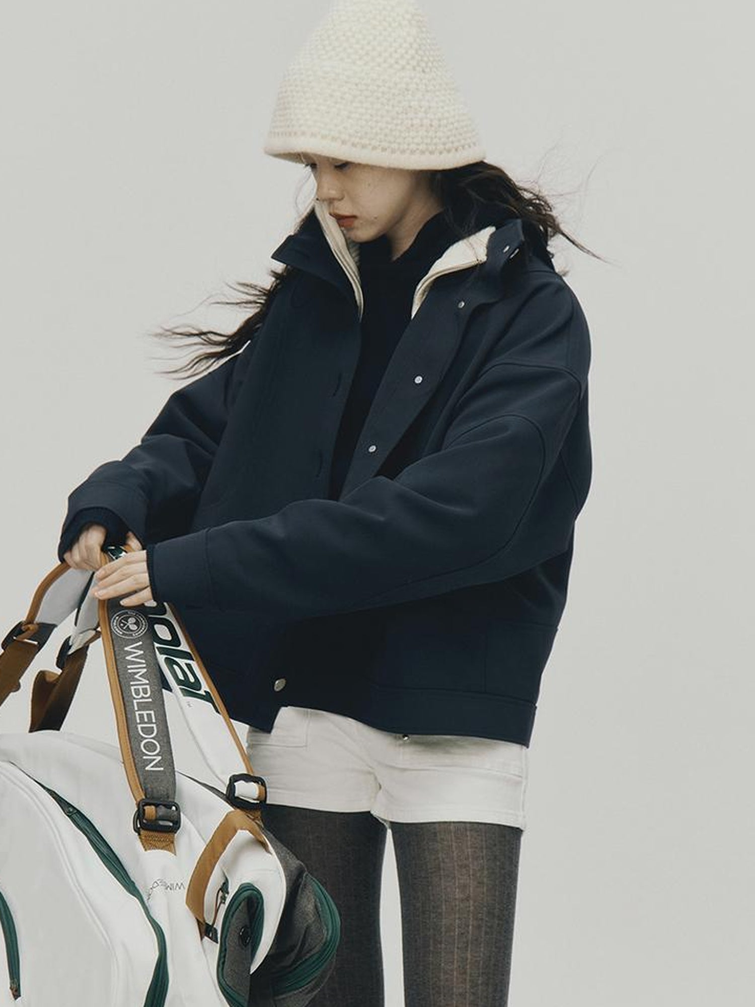 FUSSED Sportcore Deconstructed Wave Collar Deep Blue Windbreaker