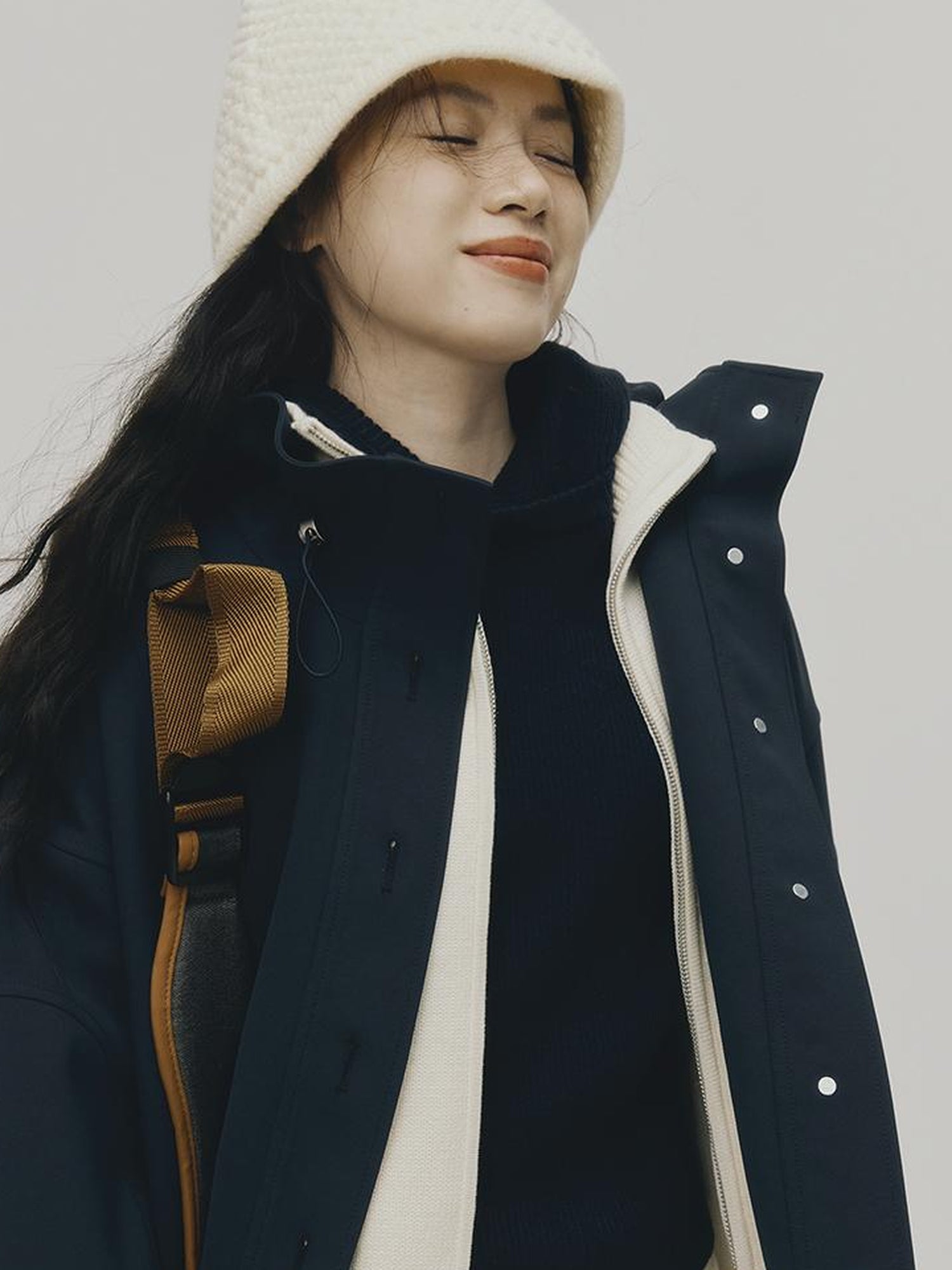 FUSSED Sportcore Deconstructed Wave Collar Deep Blue Windbreaker