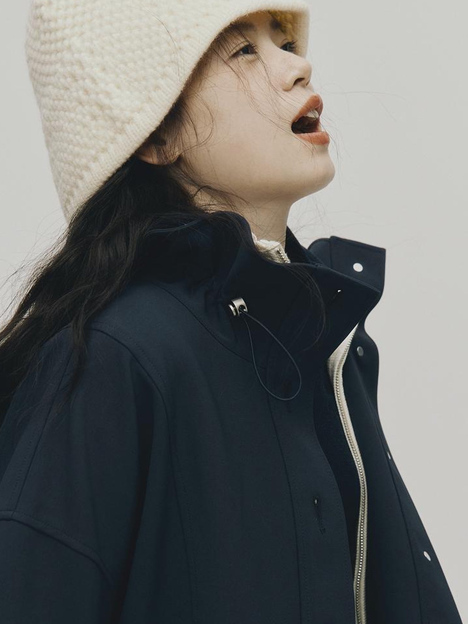 FUSSED Sportcore Deconstructed Wave Collar Deep Blue Windbreaker