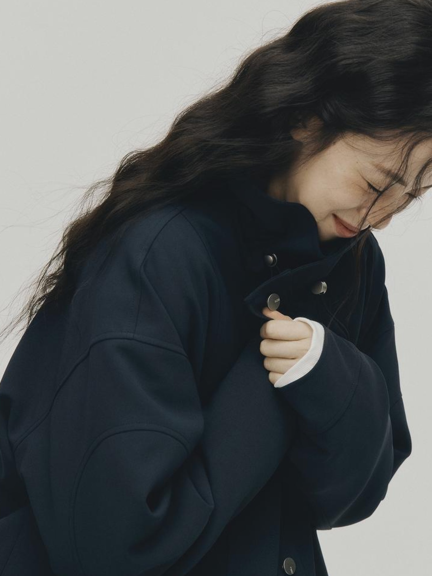 FUSSED Sportcore Deconstructed Wave Collar Deep Blue Windbreaker