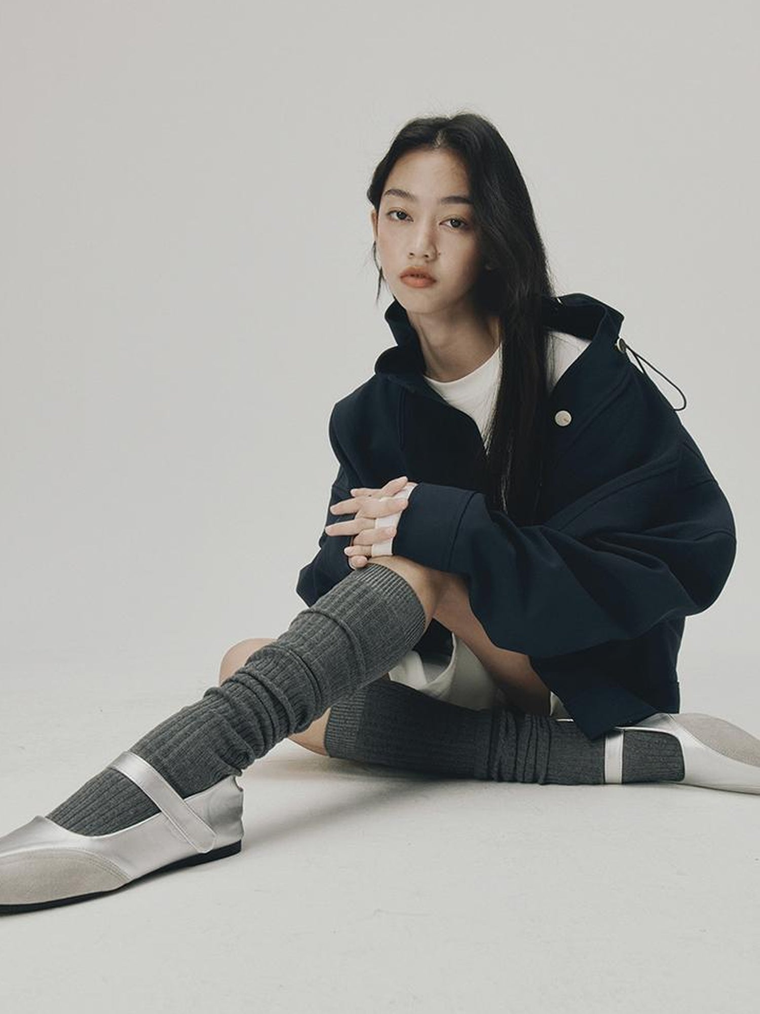 FUSSED Sportcore Deconstructed Wave Collar Deep Blue Windbreaker