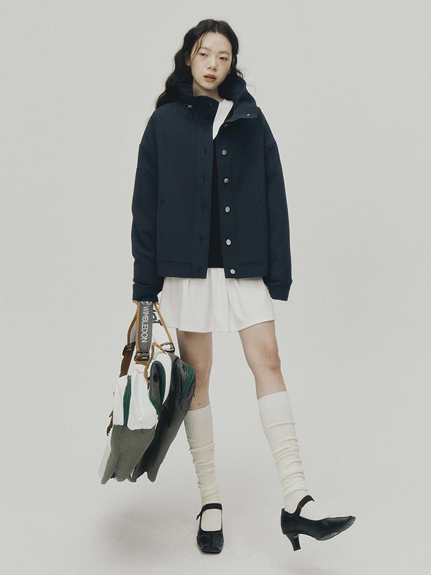 FUSSED Sportcore Deconstructed Wave Collar Deep Blue Windbreaker