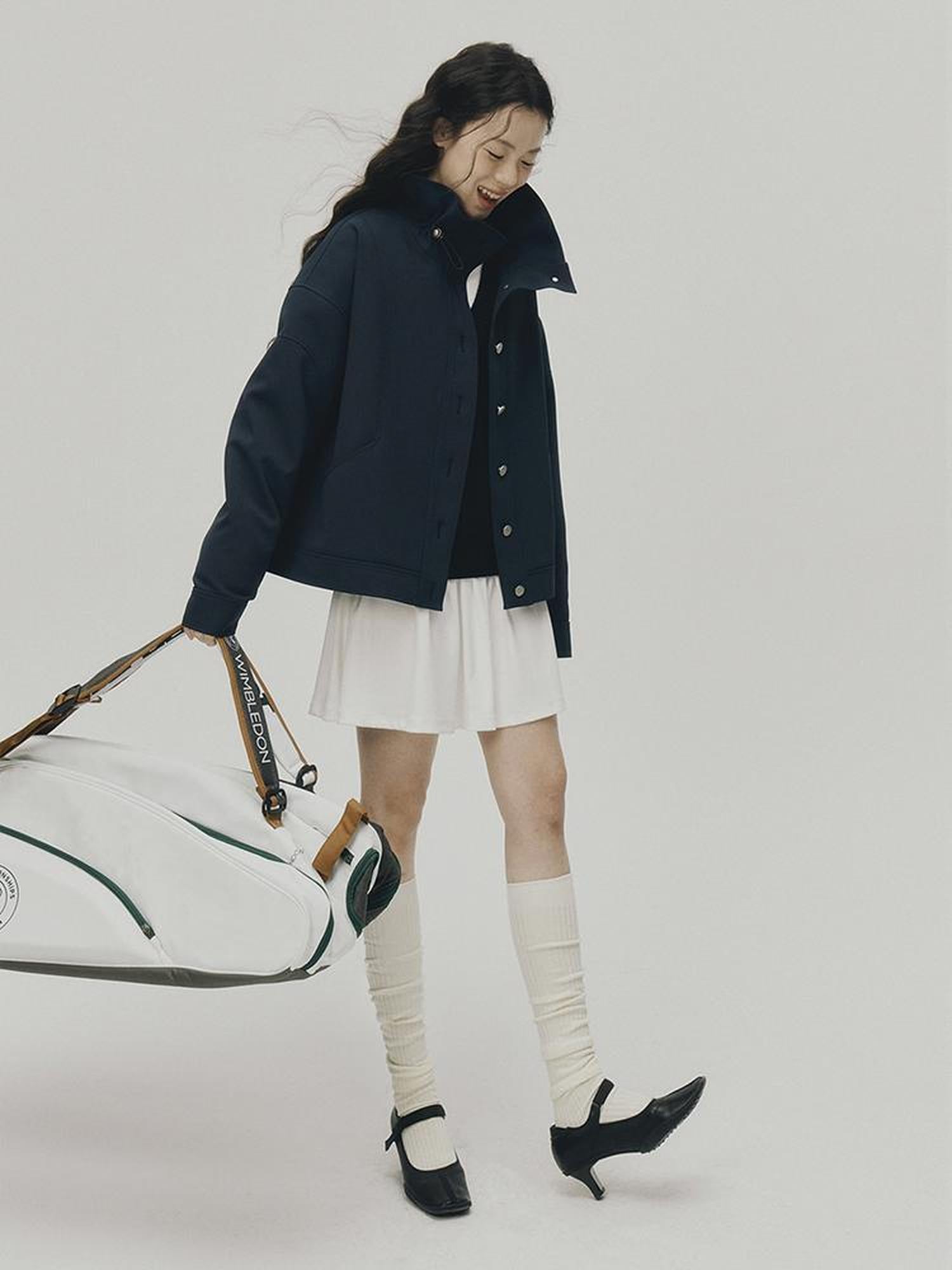 FUSSED Sportcore Deconstructed Wave Collar Deep Blue Windbreaker