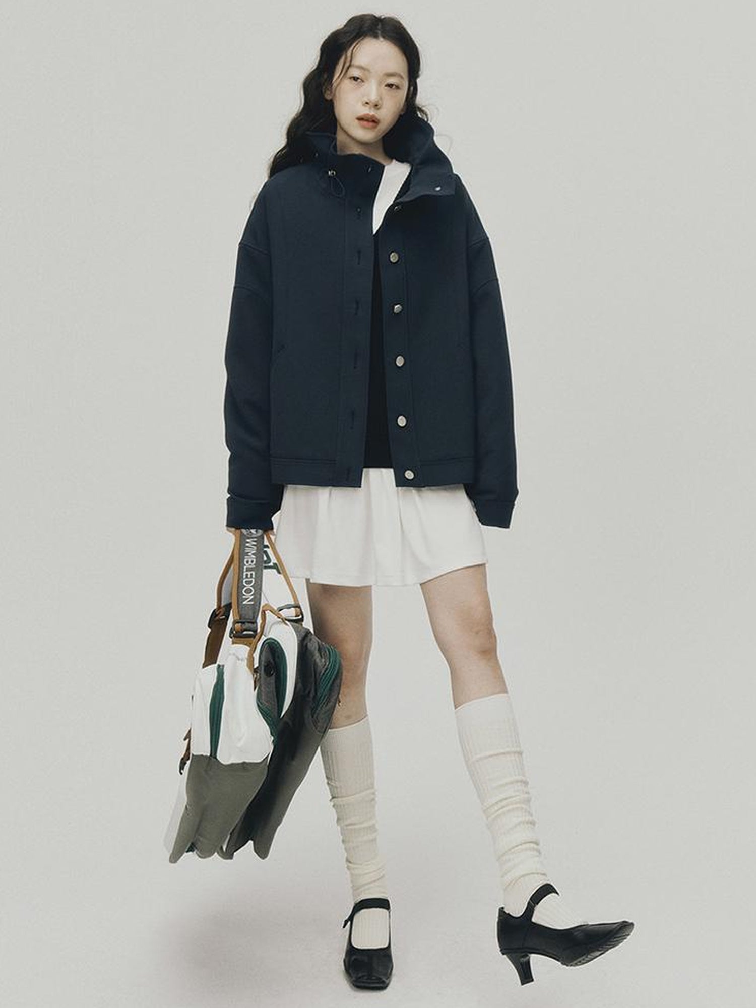 FUSSED Sportcore Deconstructed Wave Collar Deep Blue Windbreaker