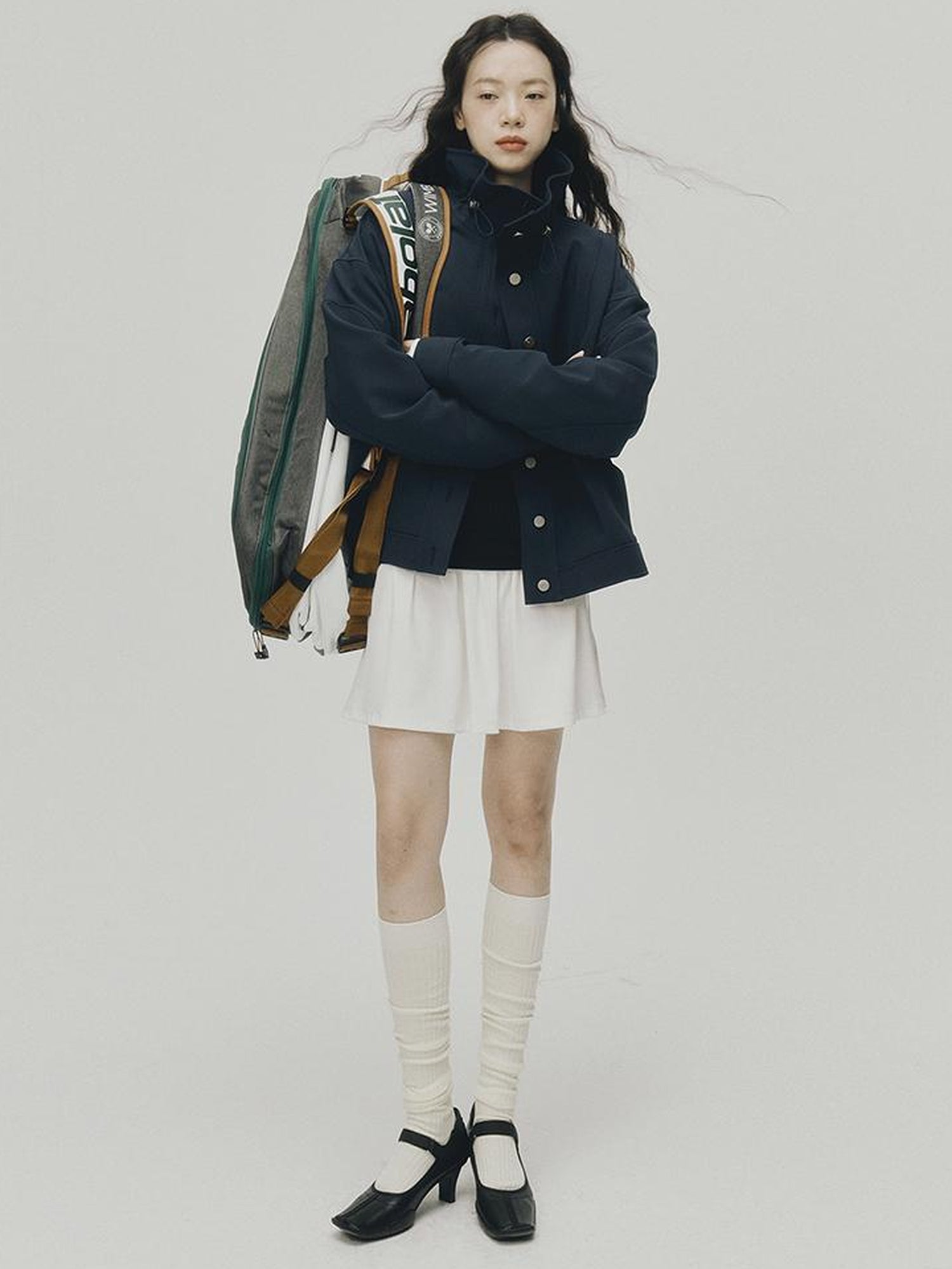 FUSSED Sportcore Deconstructed Wave Collar Deep Blue Windbreaker