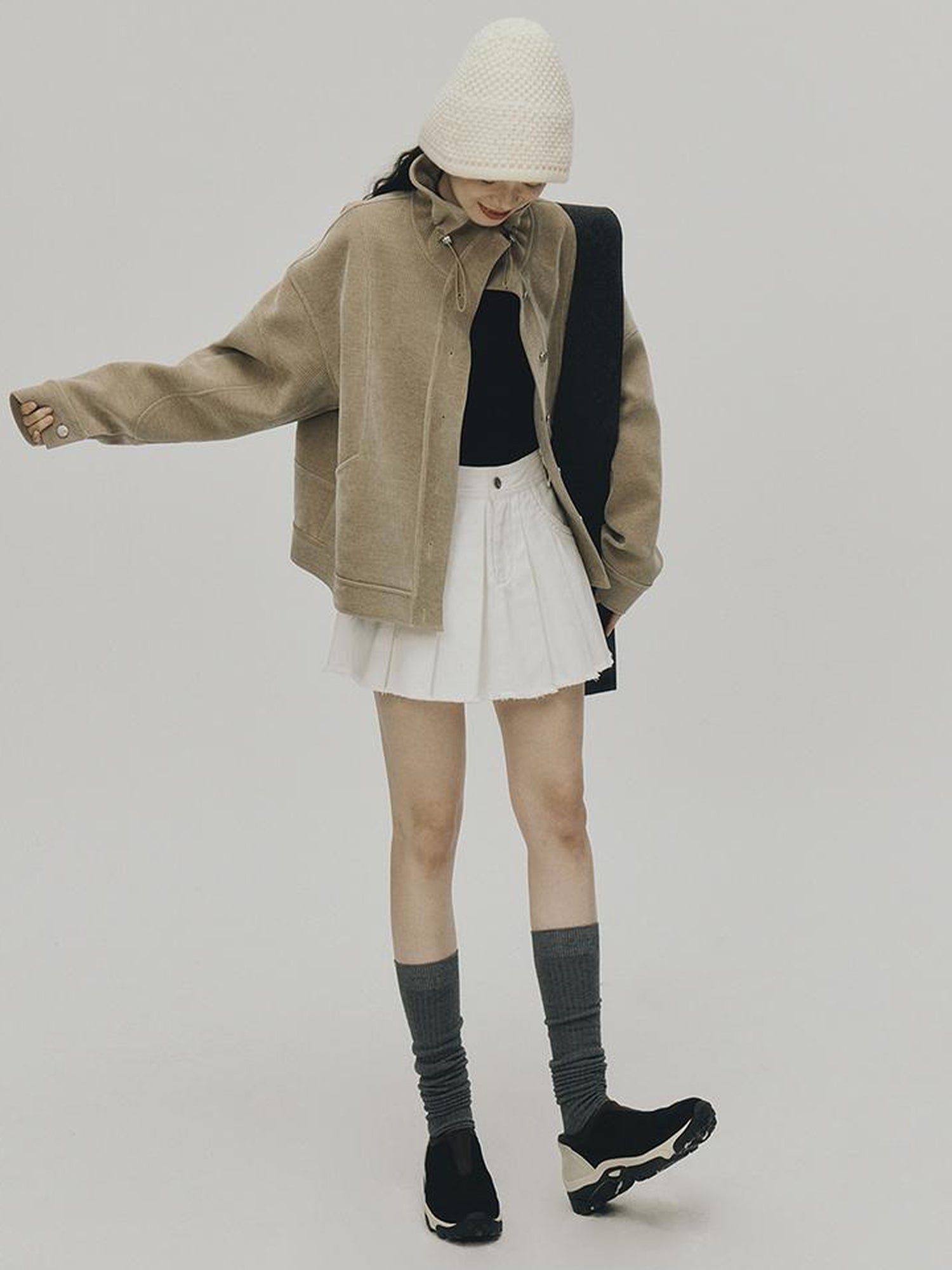 FUSSED Sportcore White Frayed Denim A Line Skirt