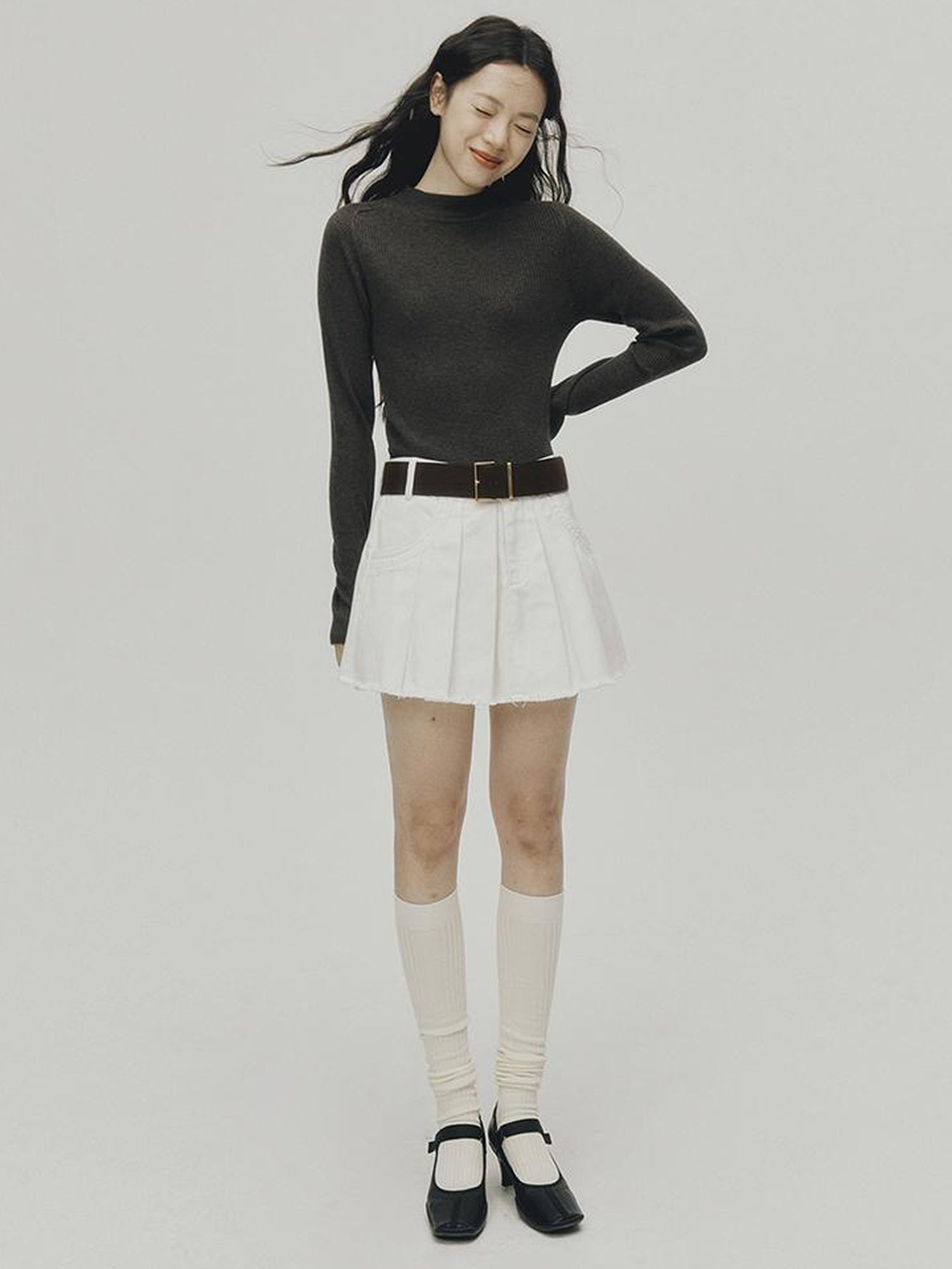 FUSSED Sportcore White Frayed Denim A Line Skirt