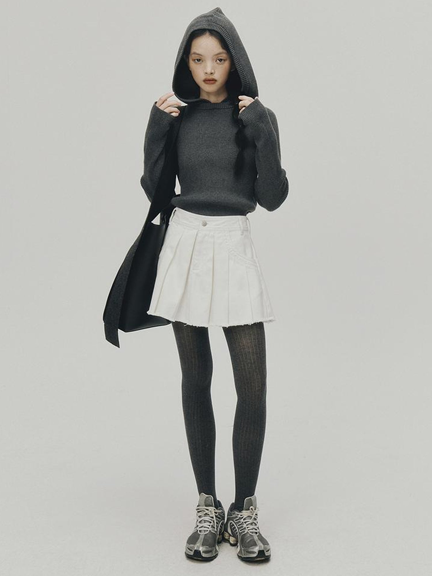 FUSSED Sportcore White Frayed Denim A Line Skirt