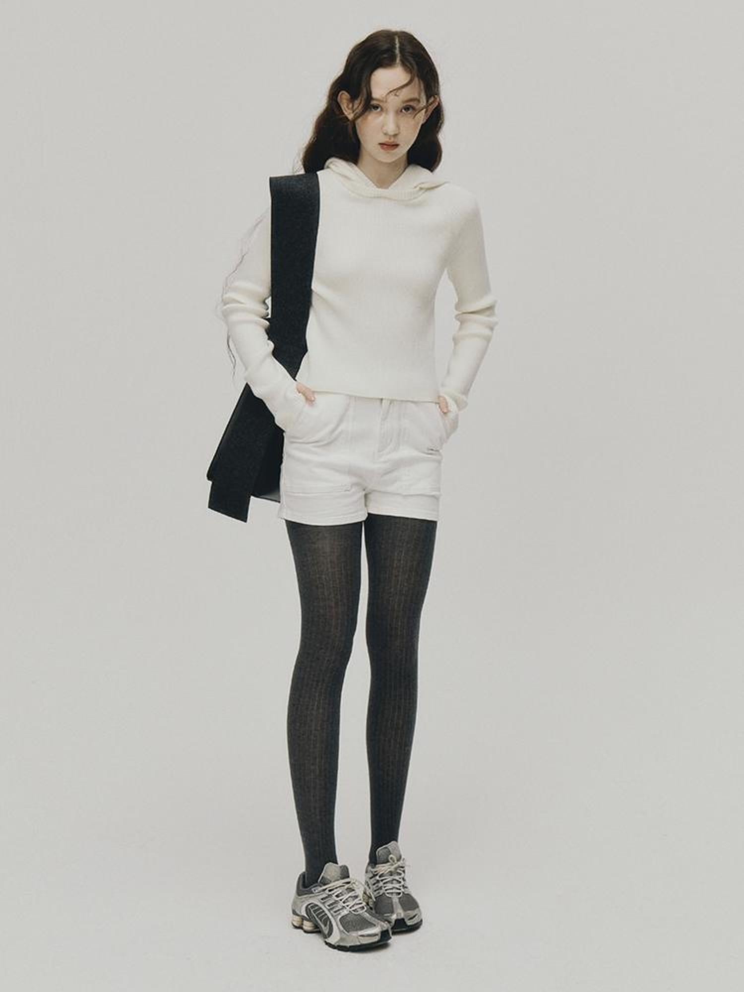 FUSSED Sporty Cleanfit White Stretch Denim Shorts