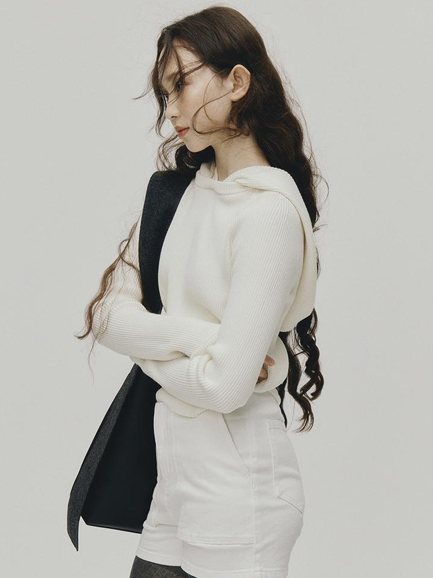 FUSSED Sporty Cleanfit White Stretch Denim Shorts