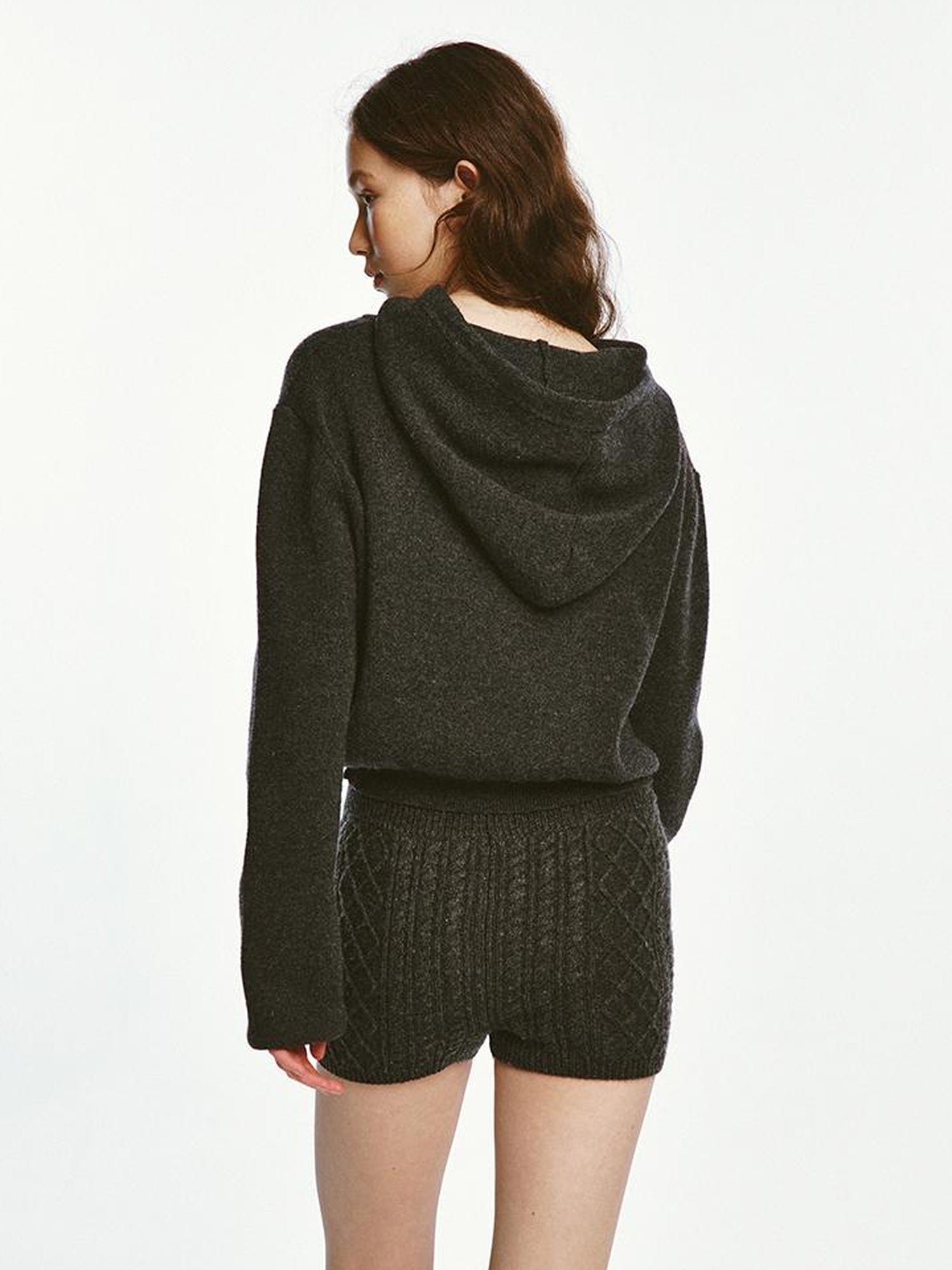 FUSSED Sporty Daily Lamb Wool Hoodie Set In Charcoal Heather