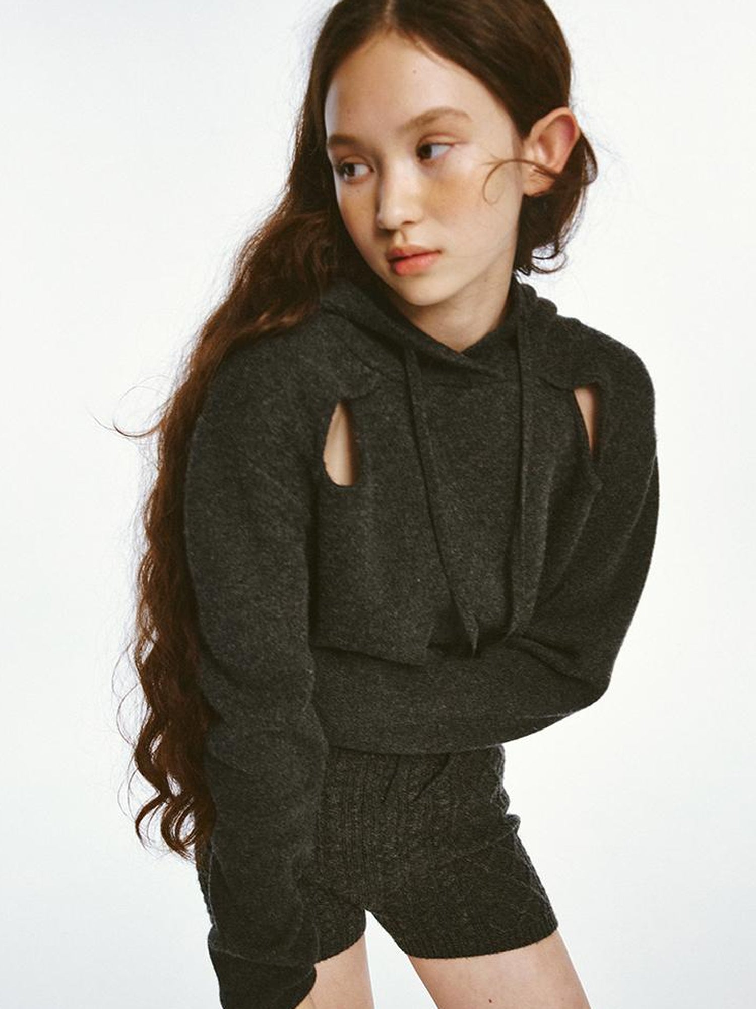 FUSSED Sporty Daily Lamb Wool Hoodie Set In Charcoal Heather