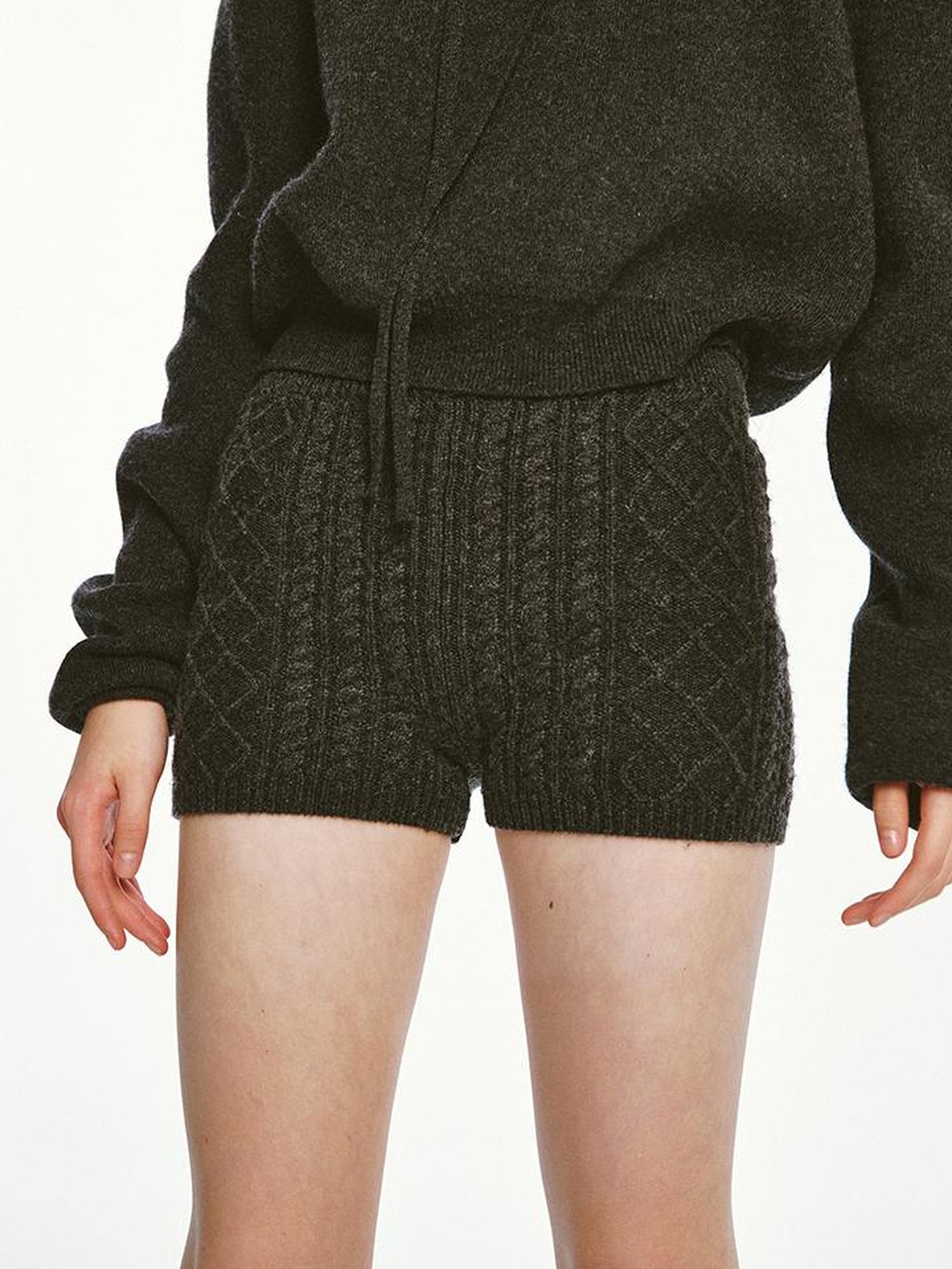 FUSSED Sporty Daily Lamb Wool Hoodie Set In Charcoal Heather