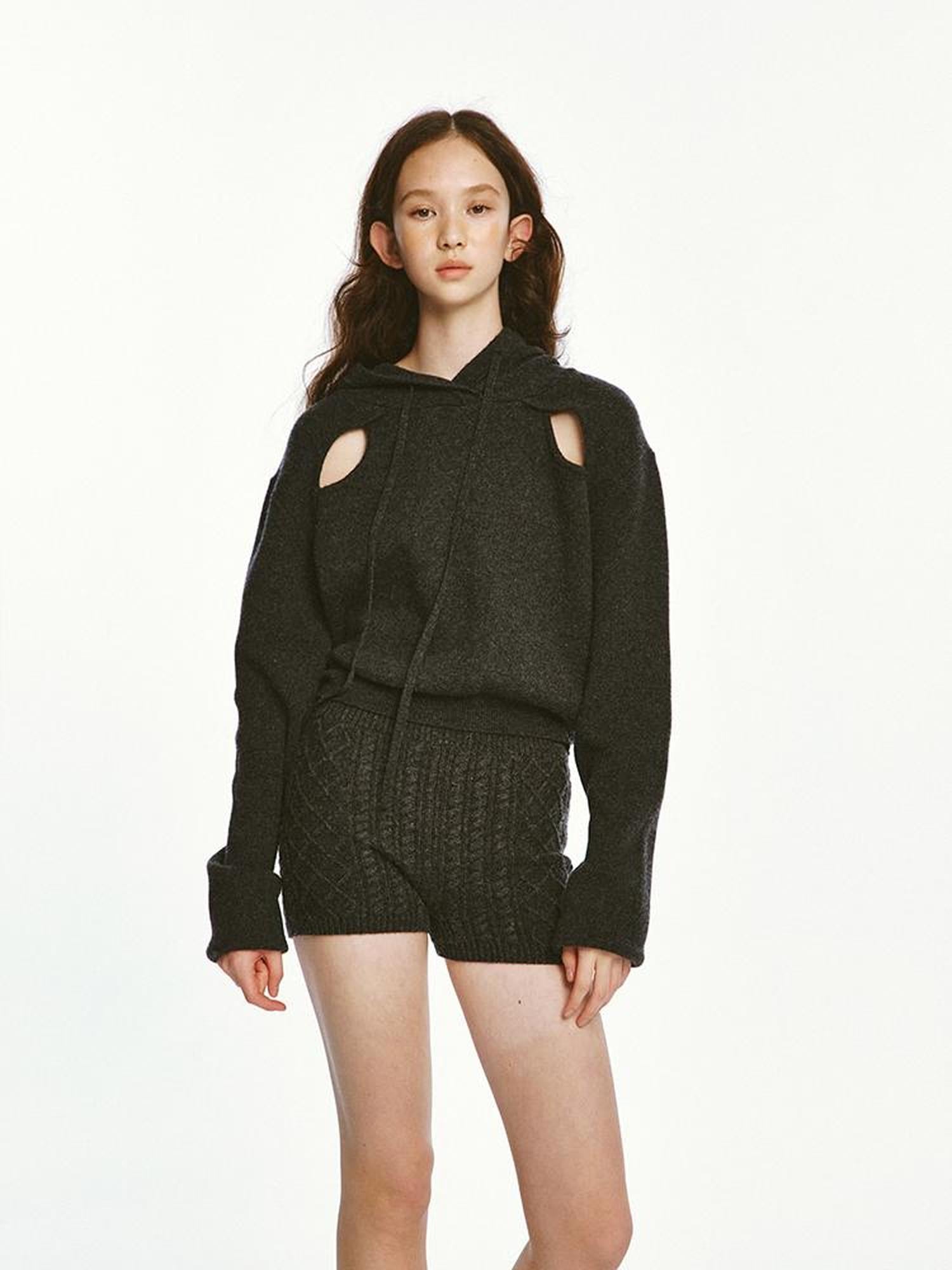FUSSED Sporty Daily Lamb Wool Hoodie Set In Charcoal Heather