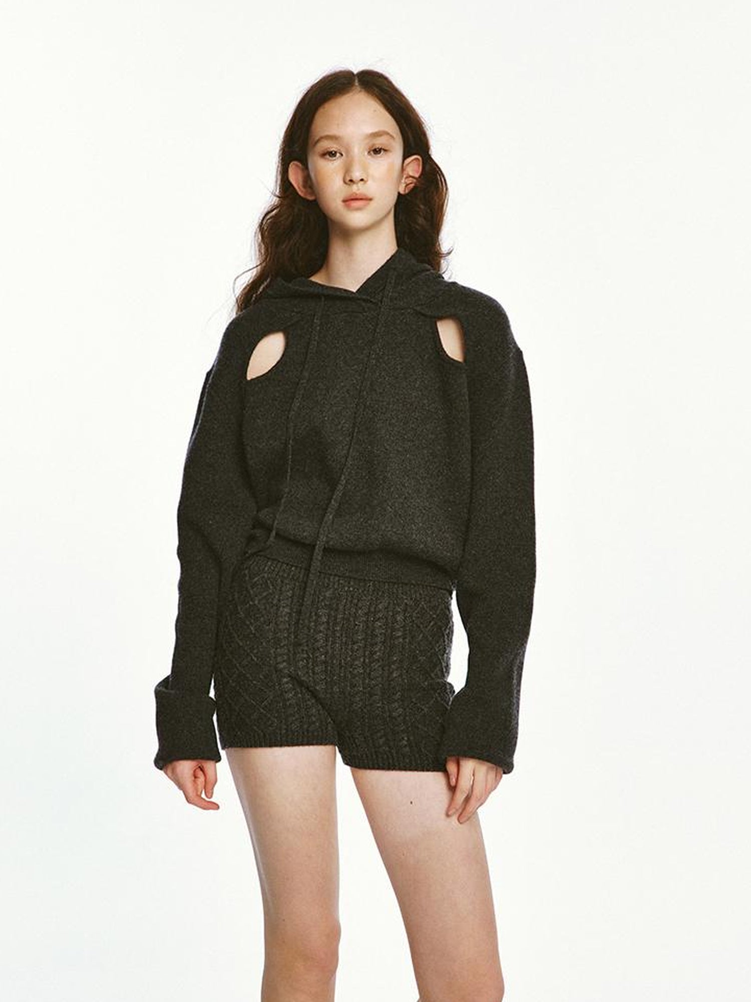 FUSSED Sporty Daily Lamb Wool Hoodie Set In Charcoal Heather