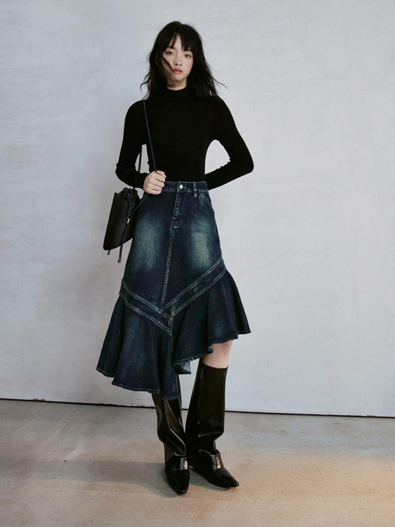 FUSSED Superfine 18g Merino Wool Seamless Layering Knit Top V-neck T-shirt Long Sleeve