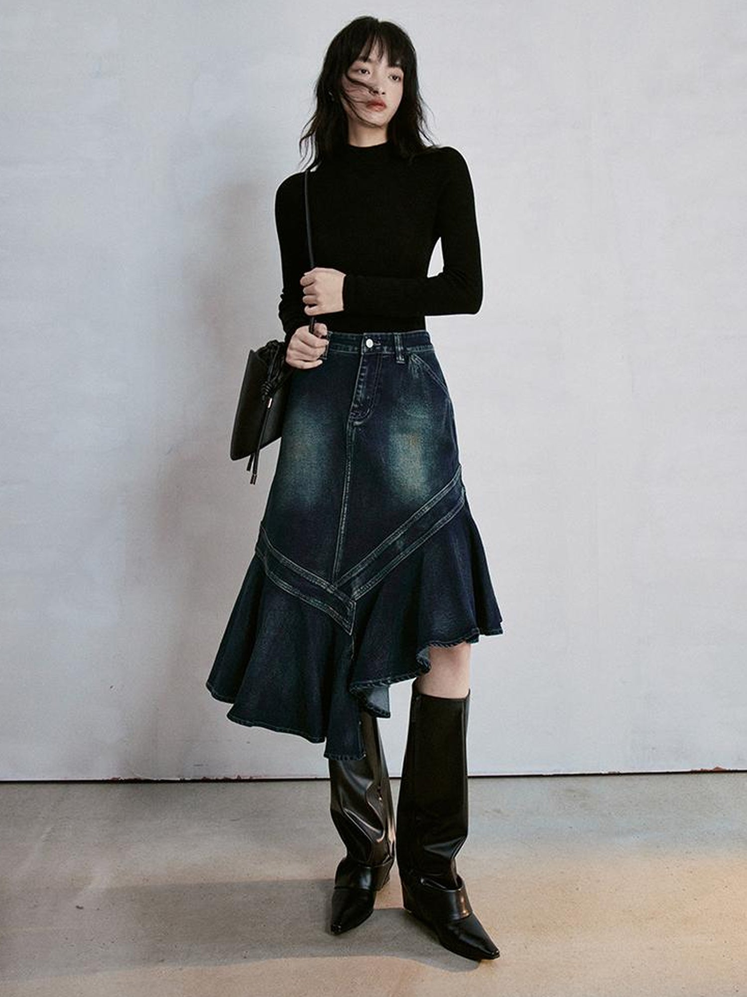 FUSSED Superfine 18g Merino Wool Seamless Layering Knit Top V-neck T-shirt Long Sleeve