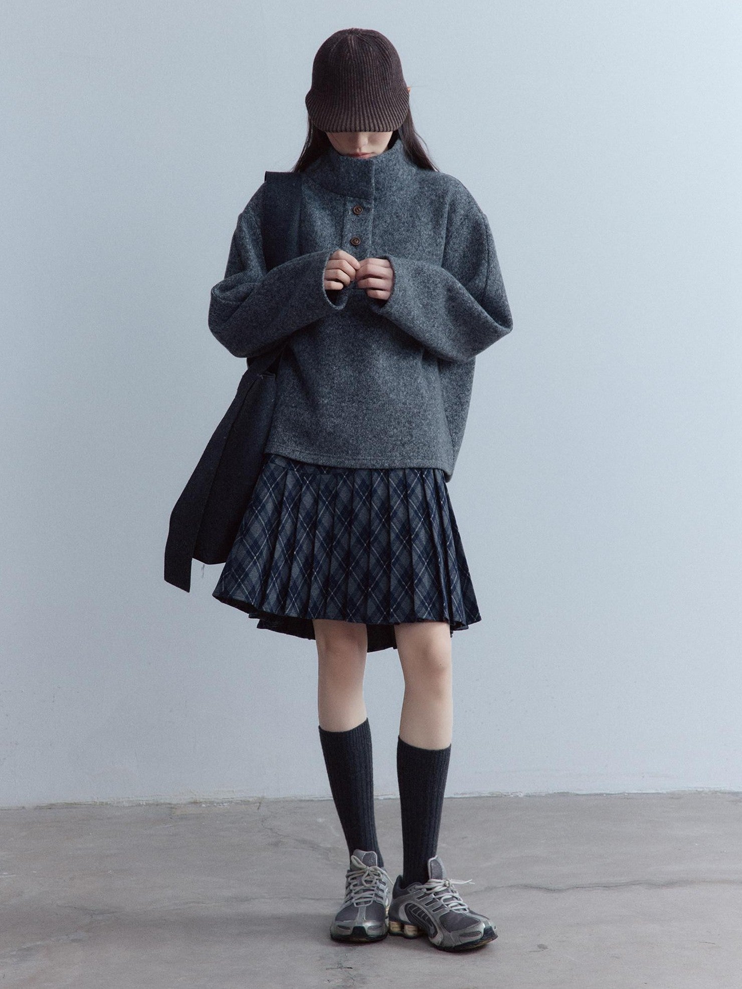 FUSSED Tartan Asymmetric Hand Pressed Pleats Women&