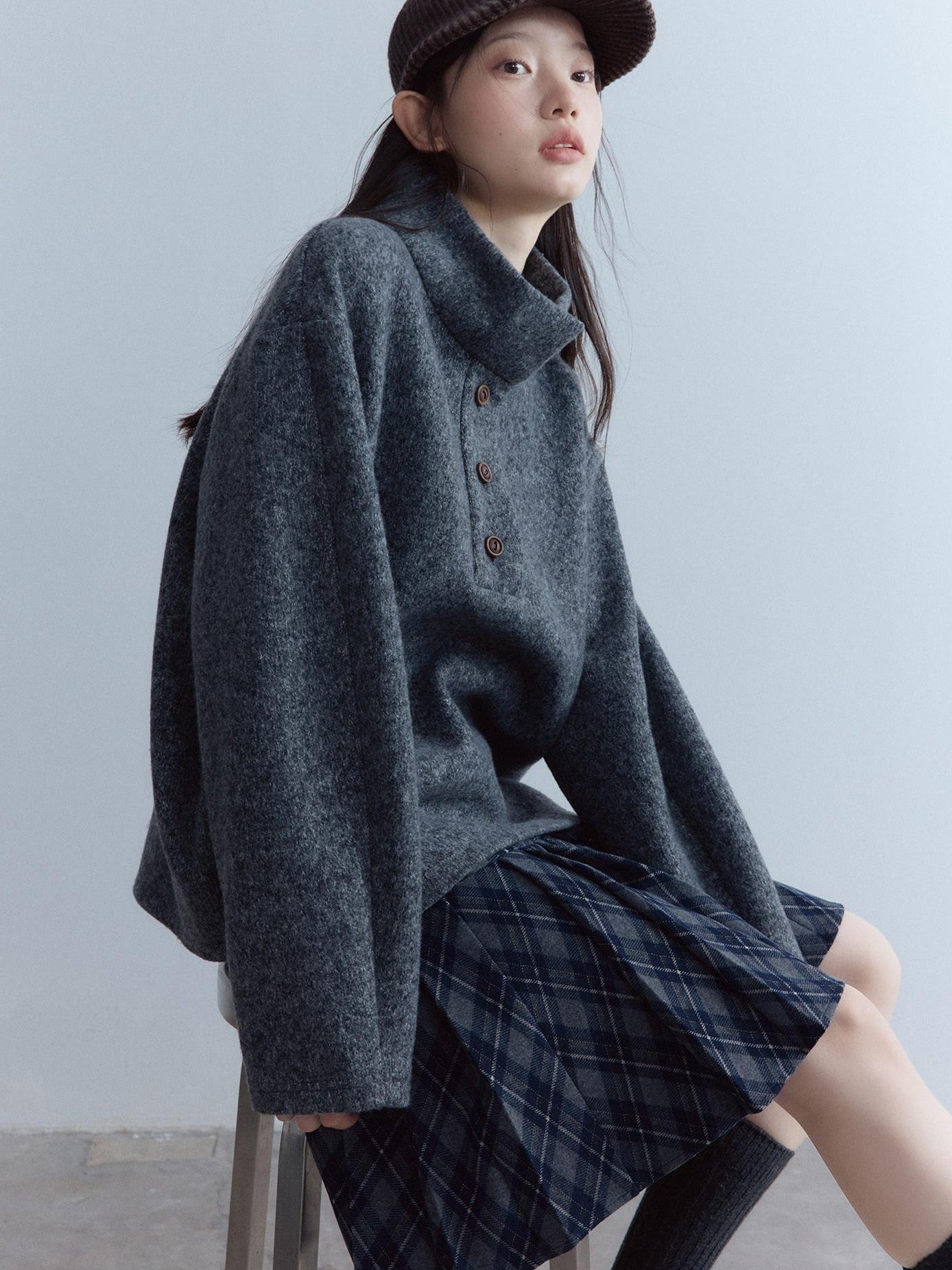 FUSSED Tartan Asymmetric Hand Pressed Pleats Women&
