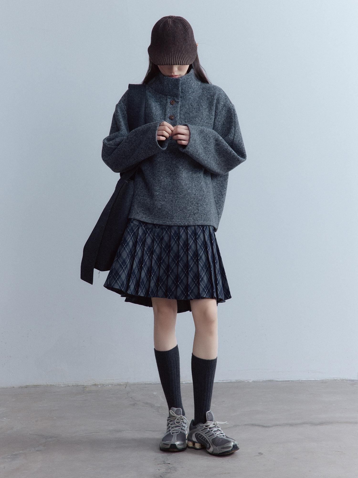 FUSSED Tartan Asymmetric Hand Pressed Pleats Women&