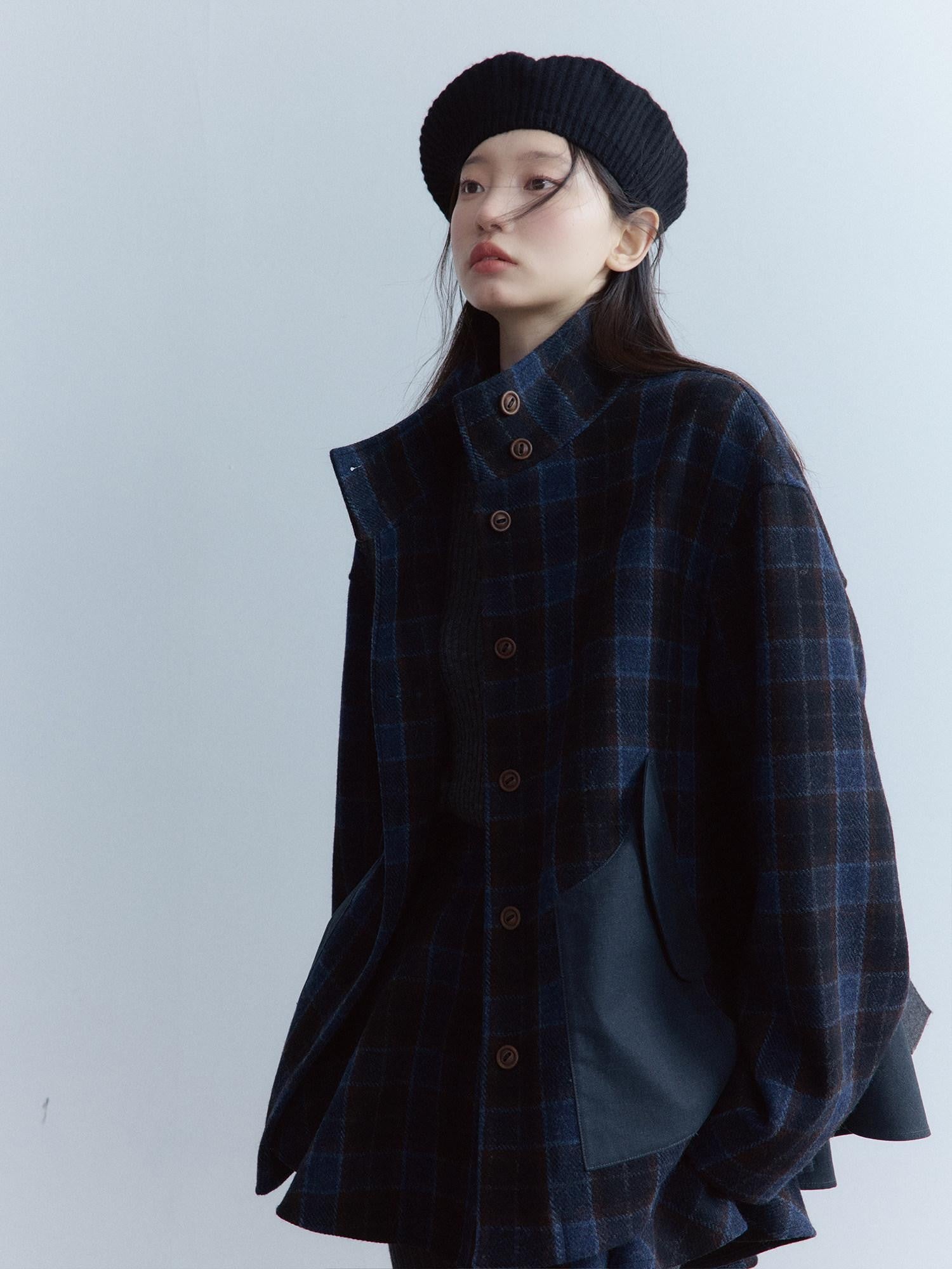 FUSSED Tartan Patchwork Double Layer Women&