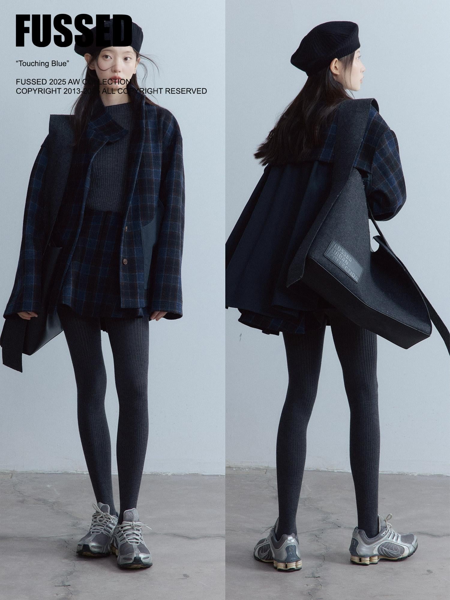 FUSSED Tartan Patchwork Double Layer Women&