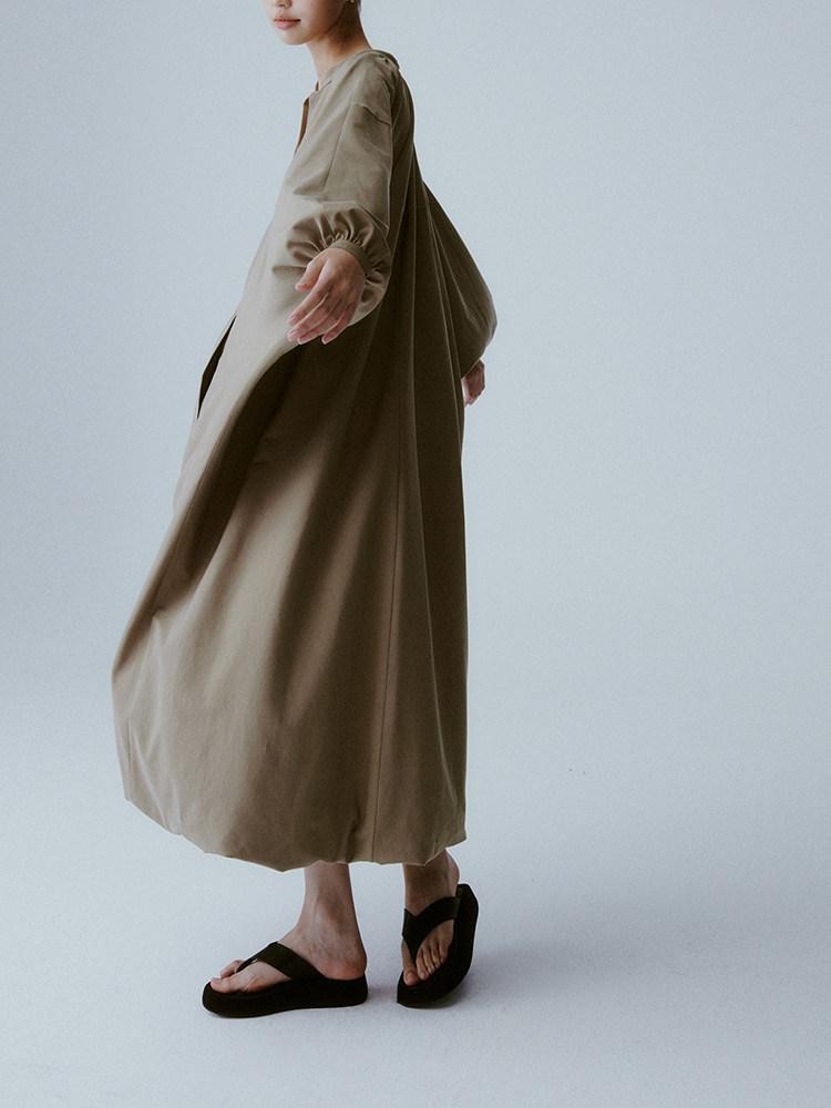 FUSSED Tea Brown Batwing Sleeve V-neck Women&