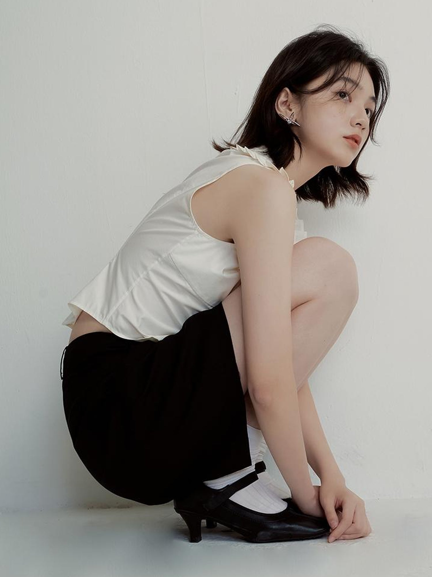 FUSSED Tencel Circus Inspired Wide Leg Shorts In Classic Black