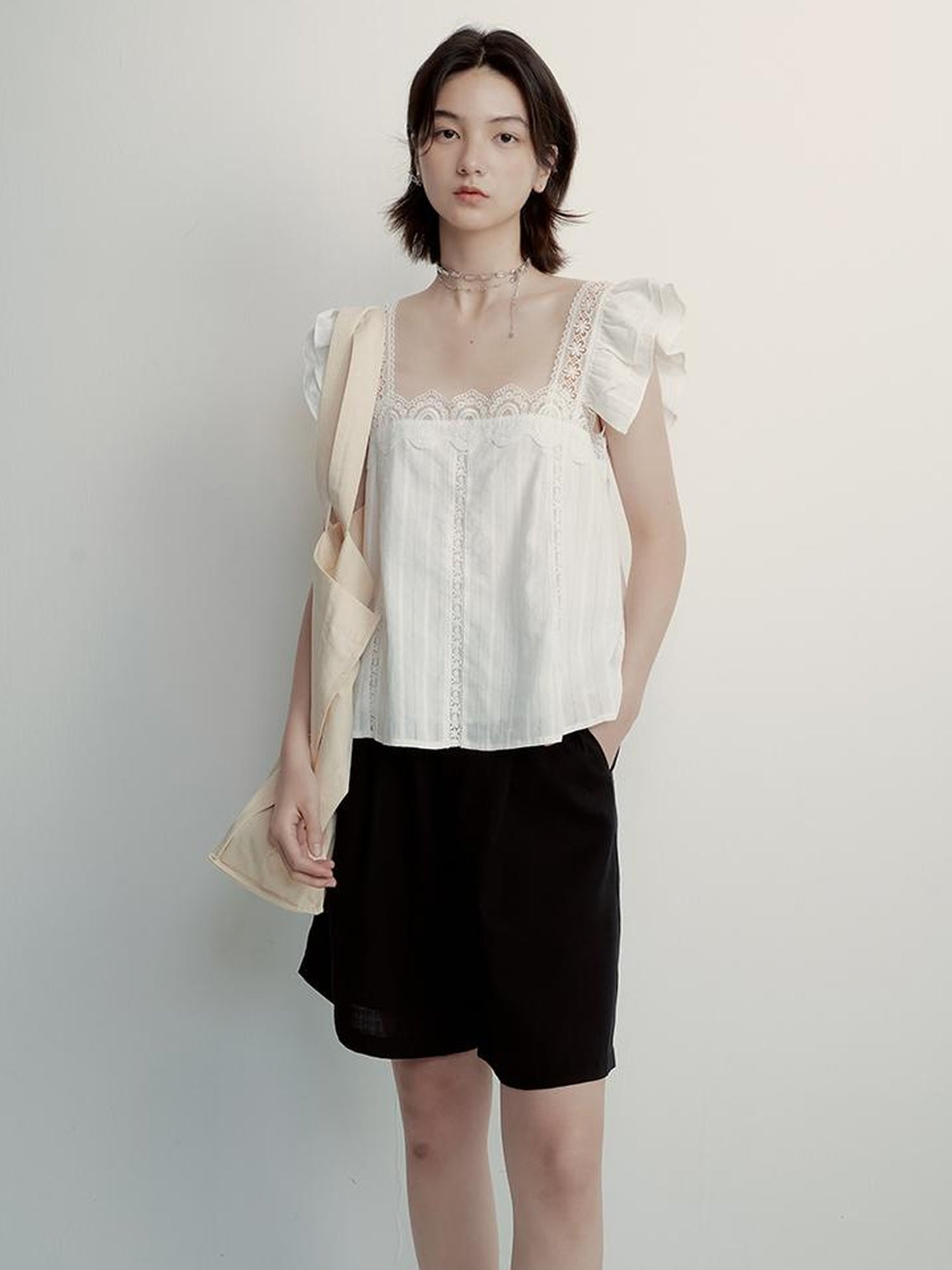 FUSSED Tencel Circus Inspired Wide Leg Shorts In Classic Black