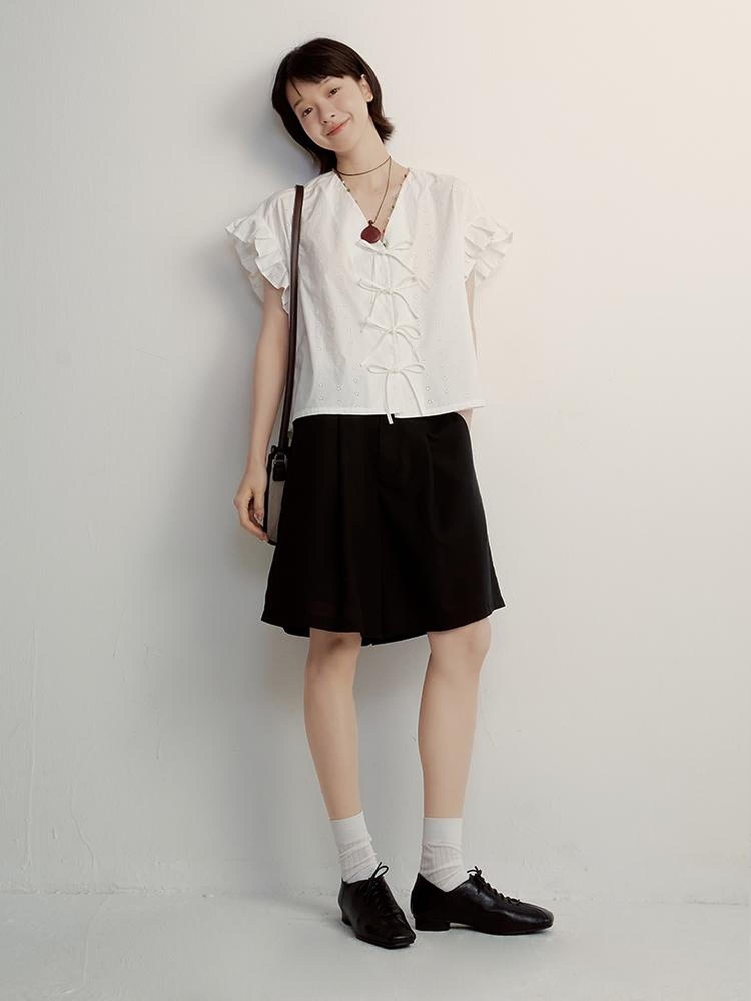 FUSSED Tencel Circus Inspired Wide Leg Shorts In Classic Black