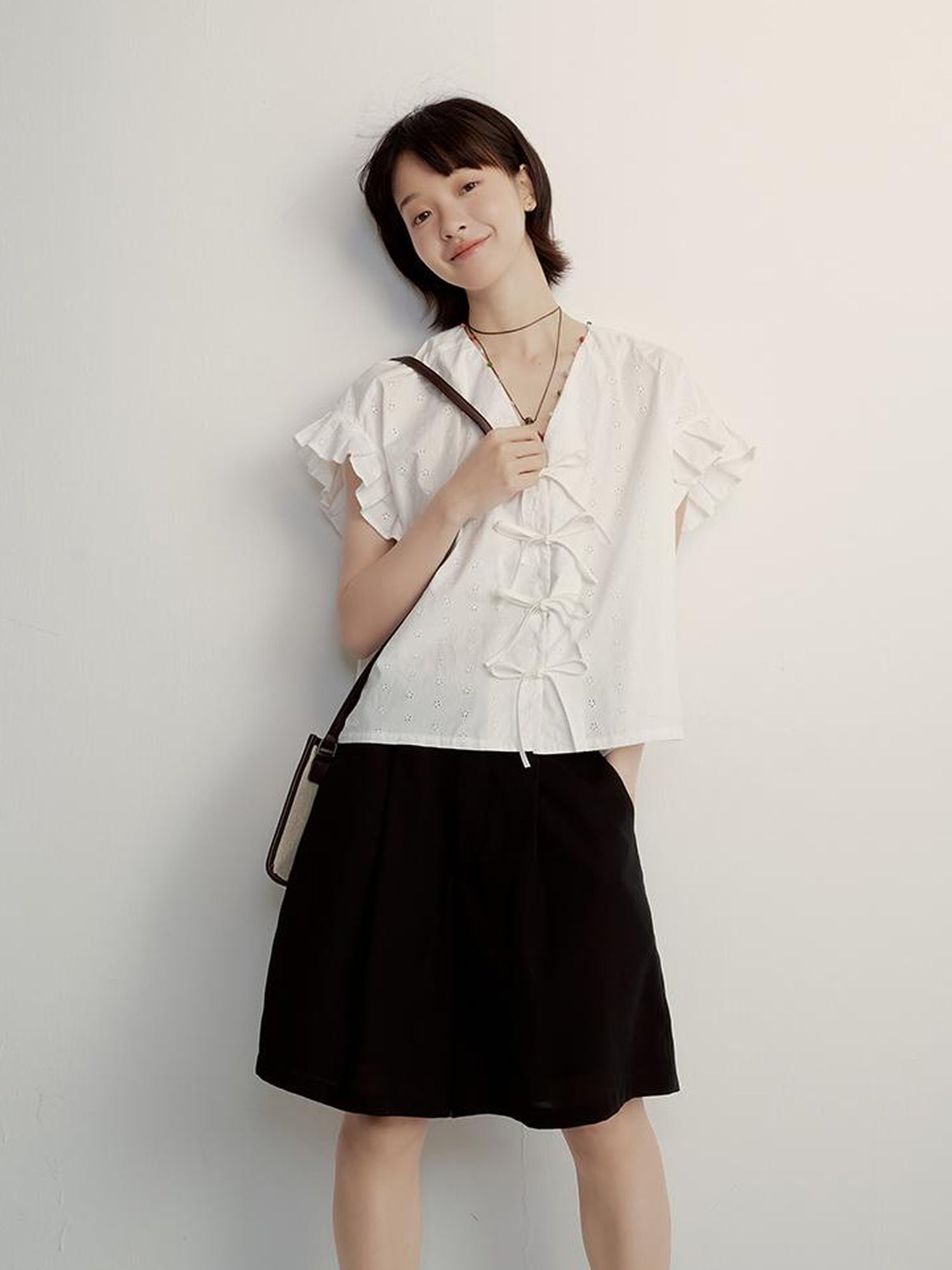 FUSSED Tencel Circus Inspired Wide Leg Shorts In Classic Black