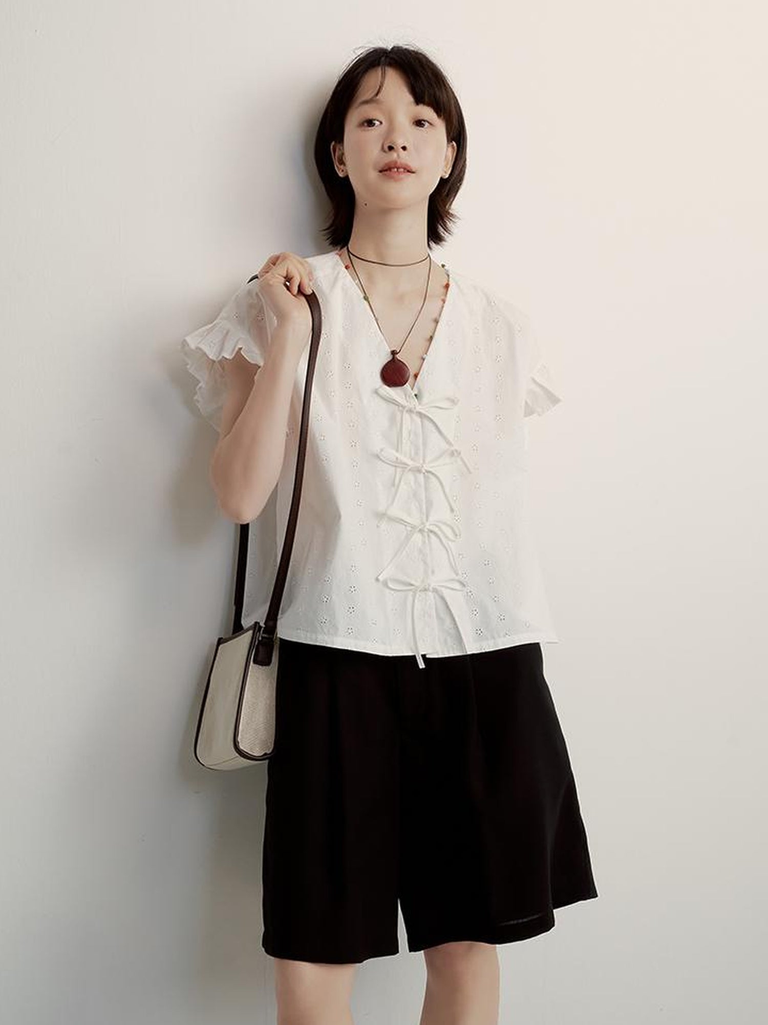 FUSSED Tencel Circus Inspired Wide Leg Shorts In Classic Black