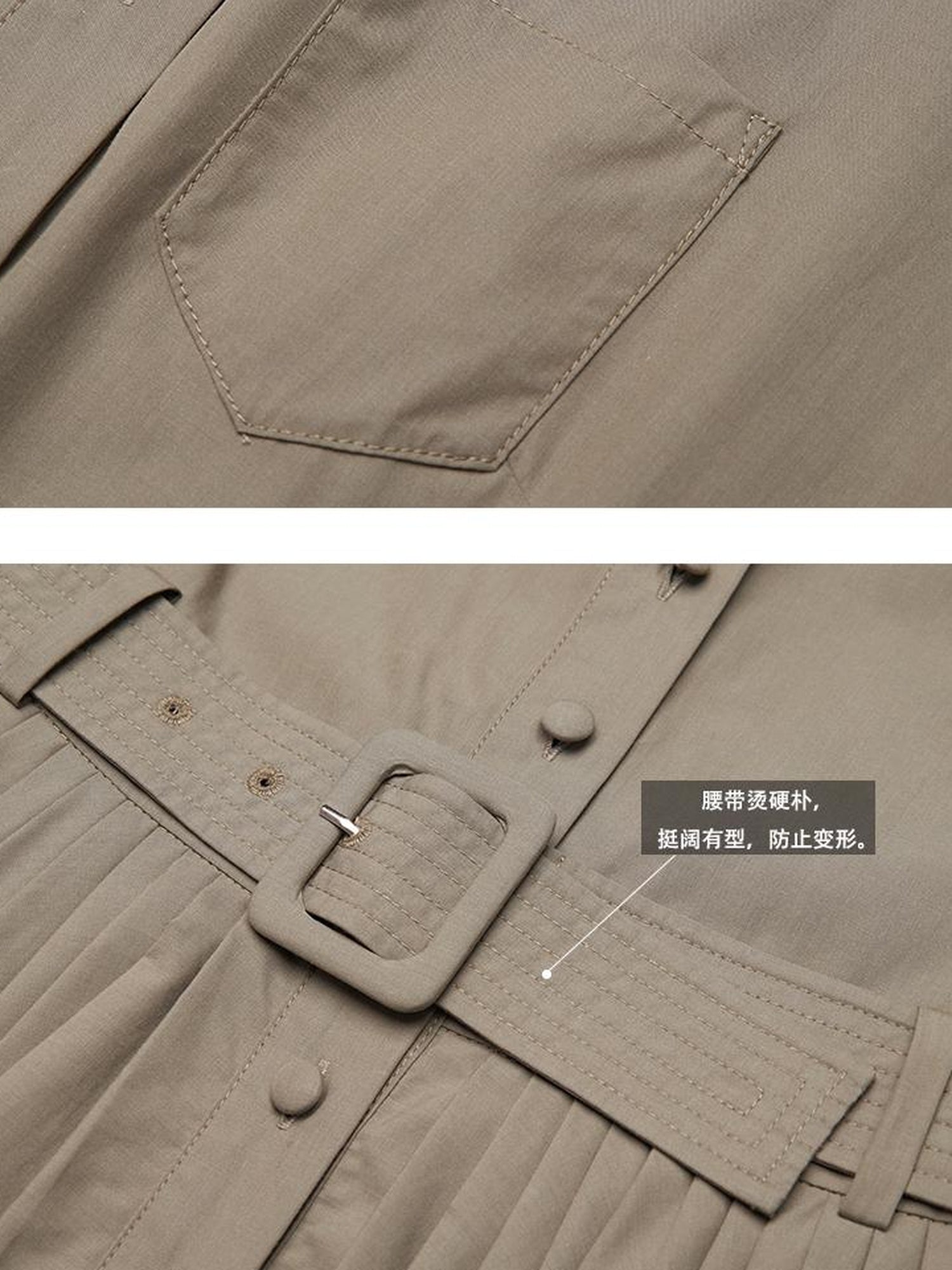 FUSSED Tencel Cotton Blend Olive Green Pleated Polo Shirt Dress