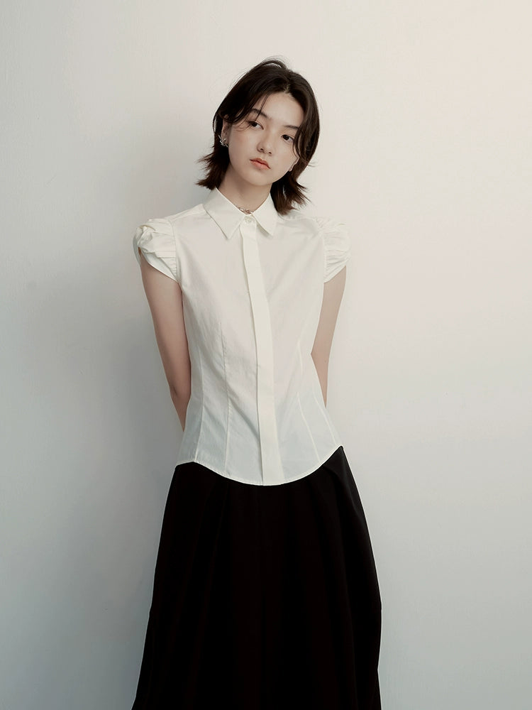 FUSSED_Tencel_Cotton_Blouse_With_Structured_Bloom_Sleeves_In_Sand_Beige_MISSTT