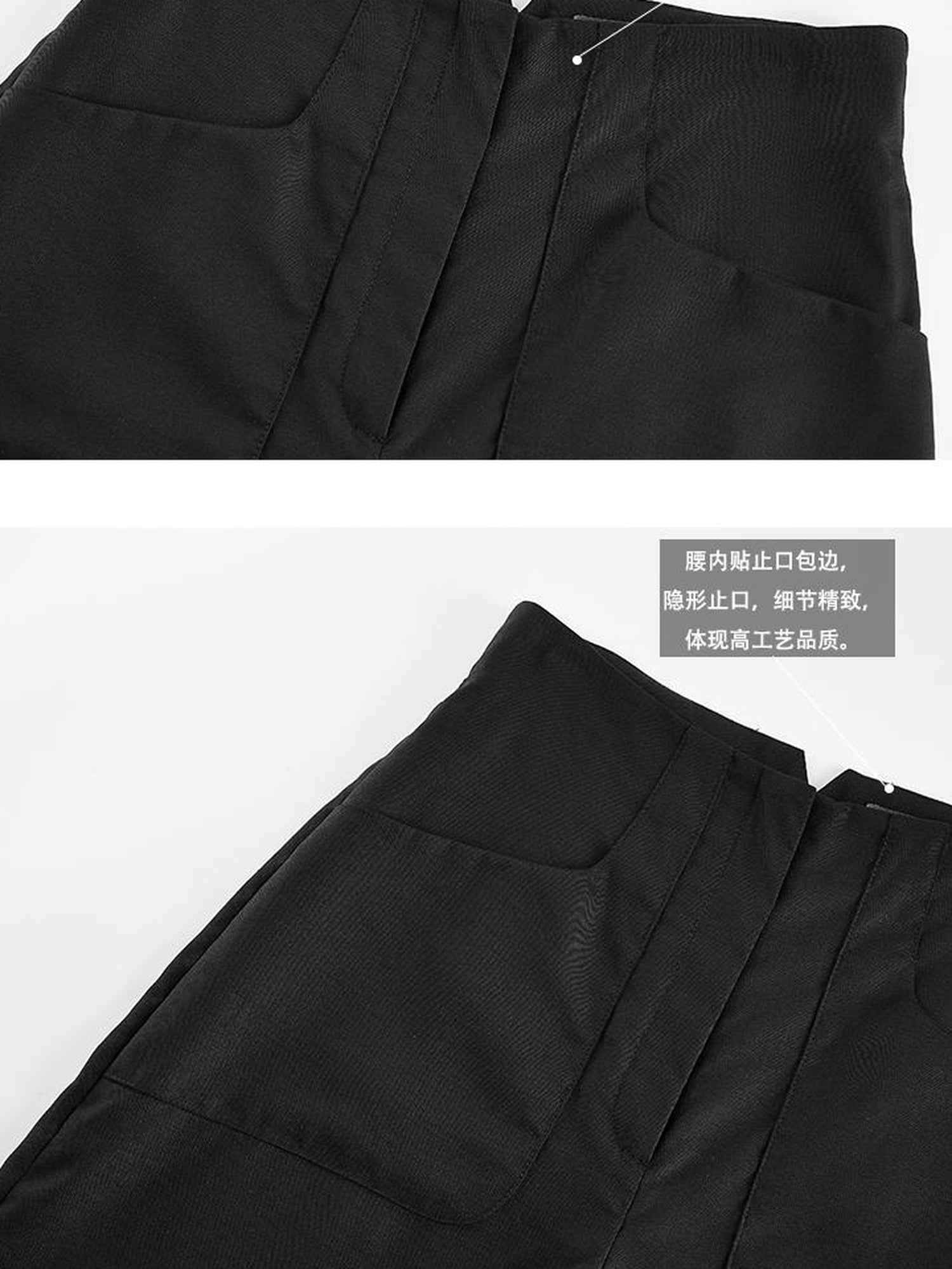 FUSSED Tencel Linen Feel High Waisted Wide Leg Trousers In Black