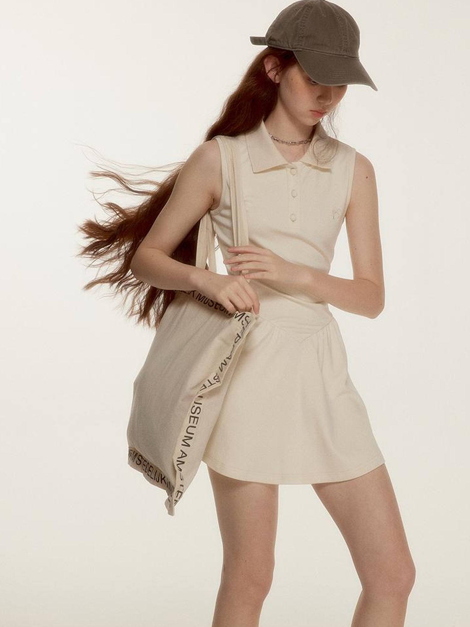 FUSSED Tennis Bow Embroidered Mockneck Dress