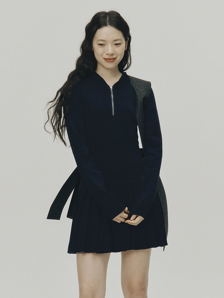 FUSSED_Tennis_Hoodie_Dress_With_Pleats_In_Navy_Blue_MISSTT