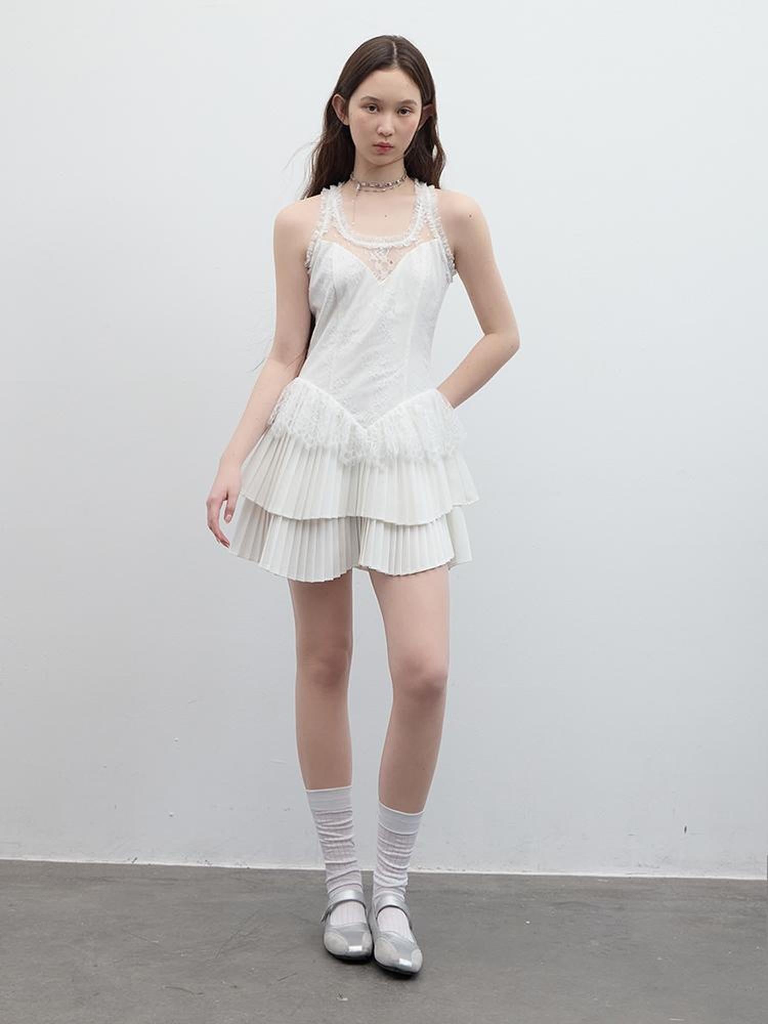 FUSSED Tennis Lace Ruffle Dress Vintage Inspired Short Wedding Dress