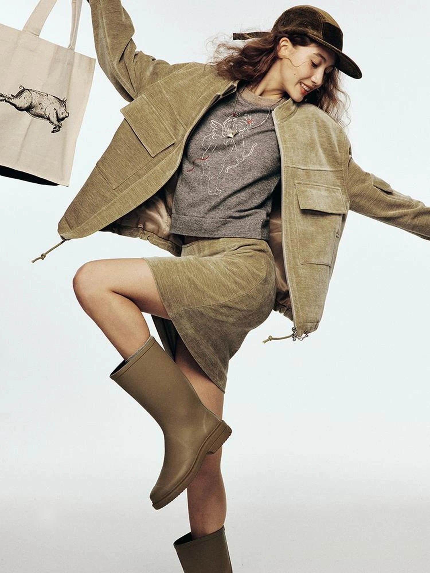 Textured Corduroy Deconstructed Panel Cedar Green Jacket