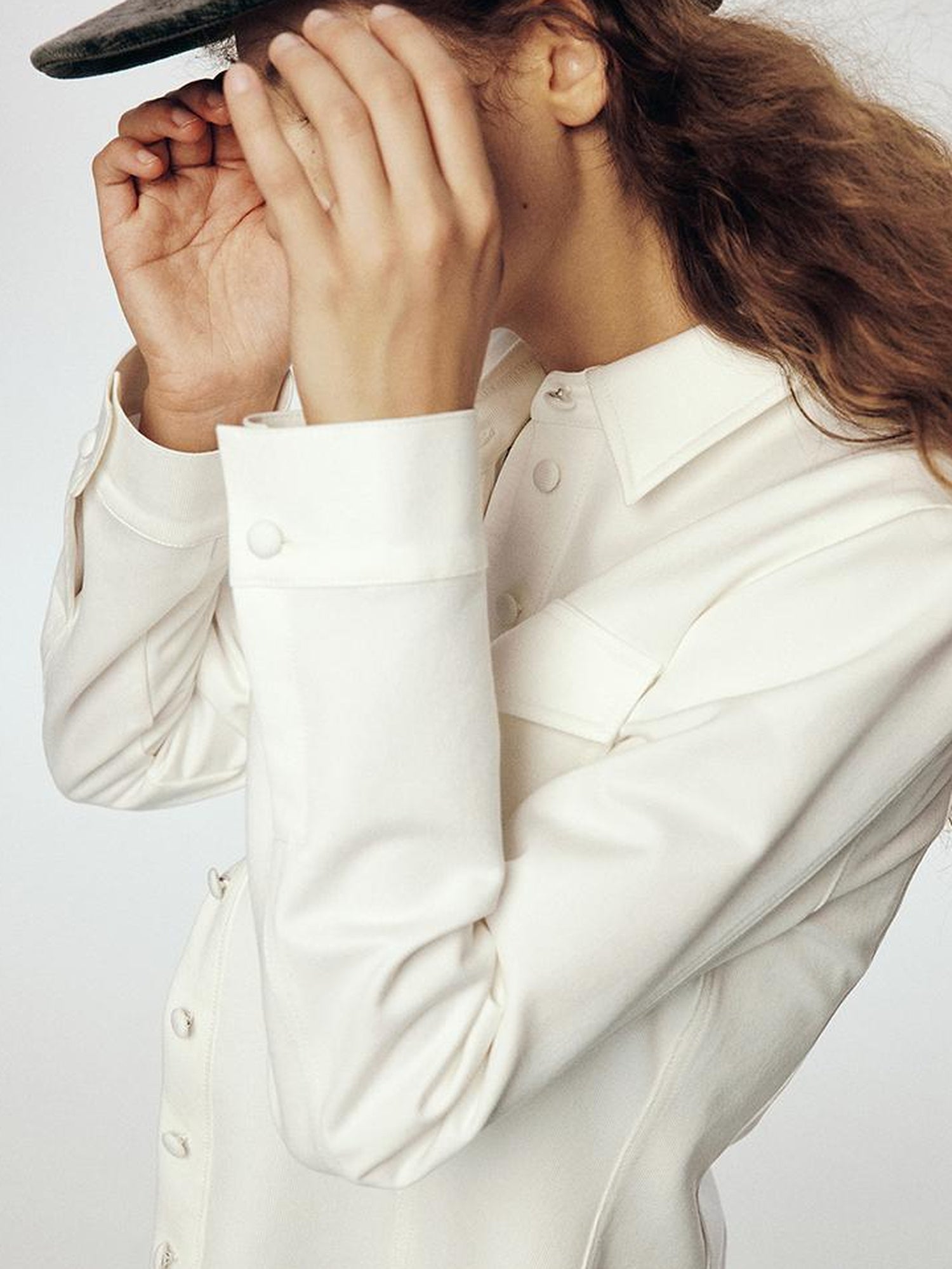 FUSSED Textured Corduroy Slim Fit Utility Shirt In Soft White