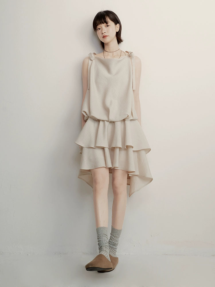FUSSED_Textured_Peach_Slub_A_Line_Slip_Dress_With_Adjustable_Straps_MISSTT