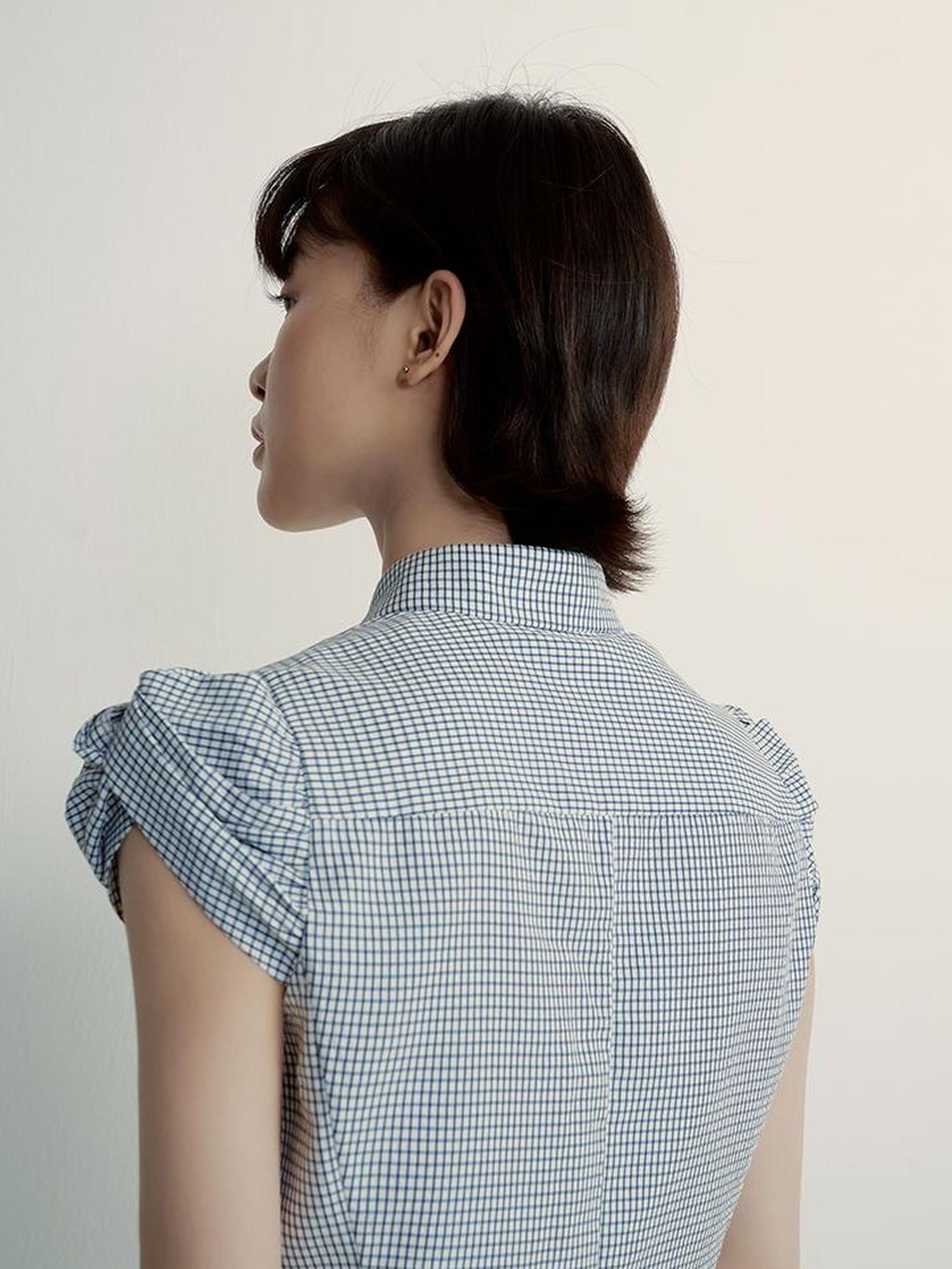 FUSSED Textured Vichy Bow Sleeve Shirt
