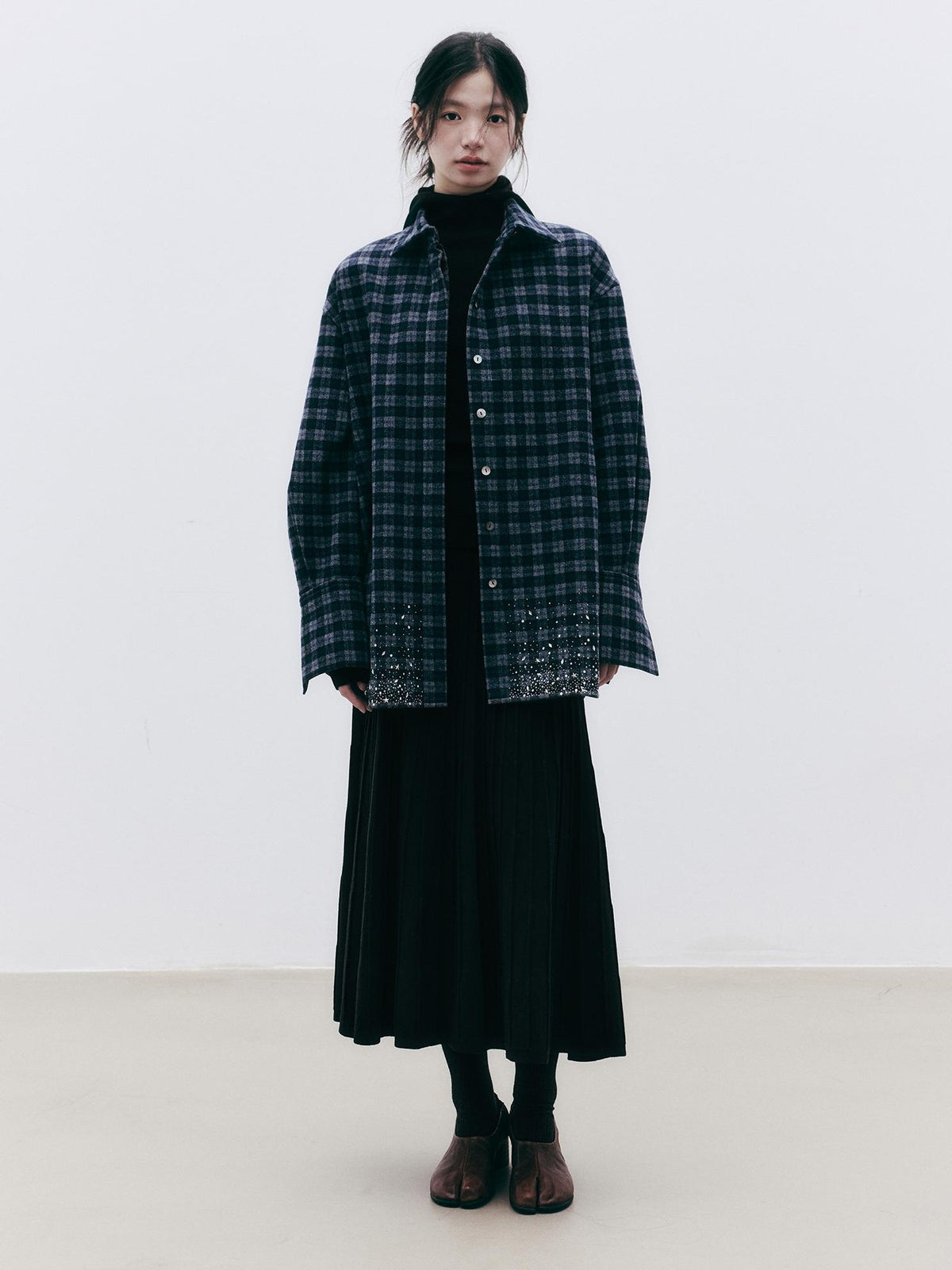 FUSSED Textured Wool Blend A Line Women&