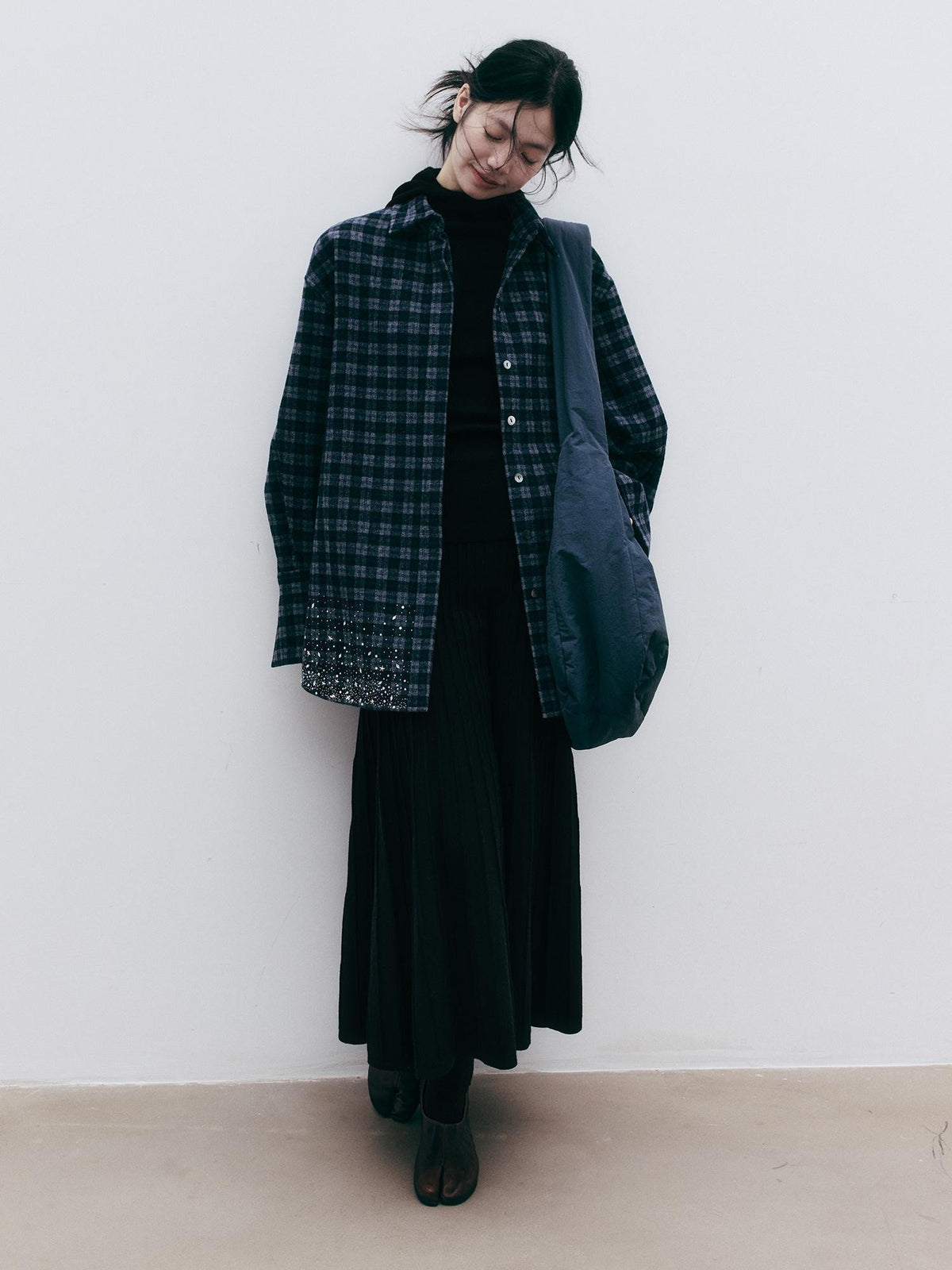 FUSSED Textured Wool Blend A Line Women&