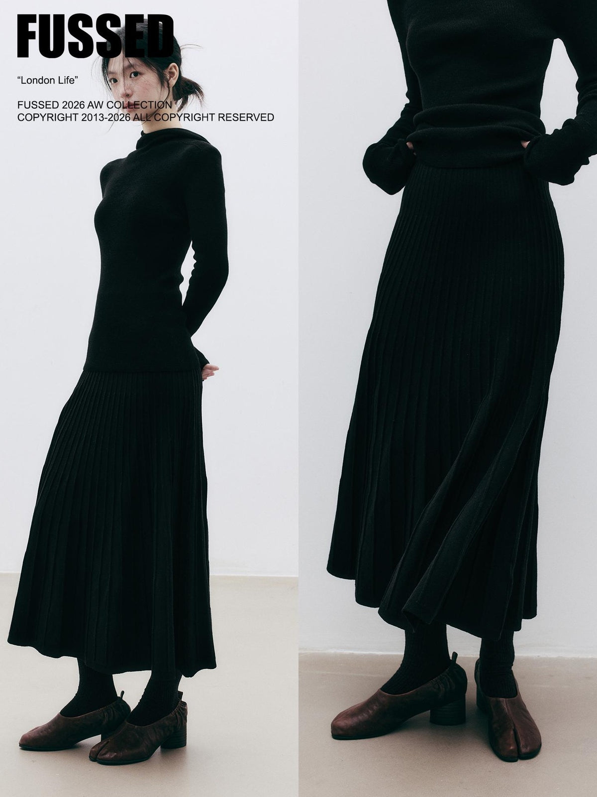 FUSSED Textured Wool Blend A Line Women&