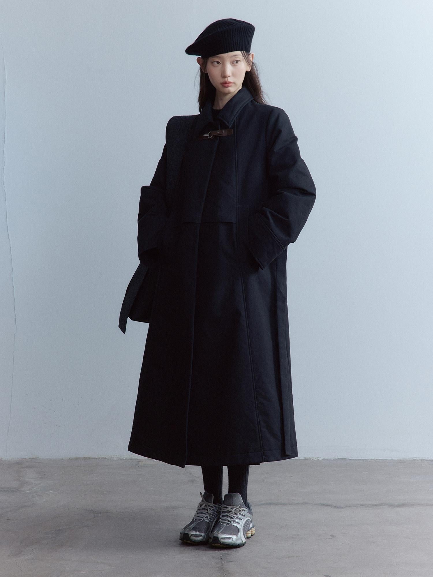 FUSSED Thick Cotton Lined Loose Fit Sweet Academy Longline Blazer Collar Women Coat