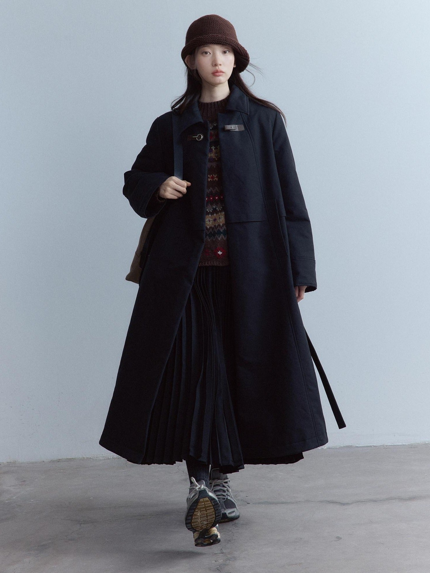FUSSED Thick Cotton Lined Loose Fit Sweet Academy Longline Blazer Collar Women Coat